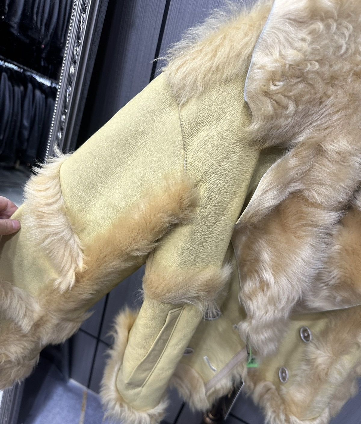 Other Yellow real sheep fur coat with a boho vibe Size L / US 10 / IT 46 - 3 Thumbnail