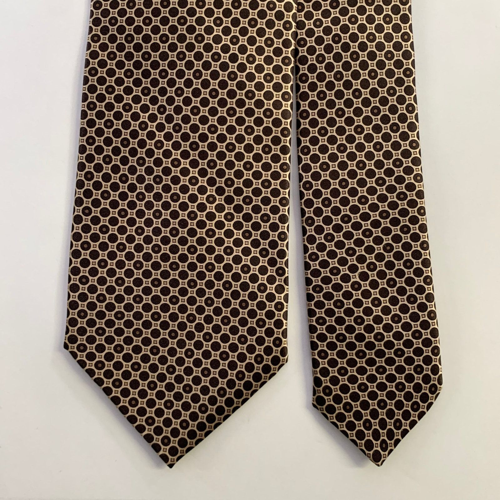 Dolcepunta DOLCEPUNTA Brown Gold Polka Dot Foulard Silk Tie Size ONE SIZE - 1 Thumbnail