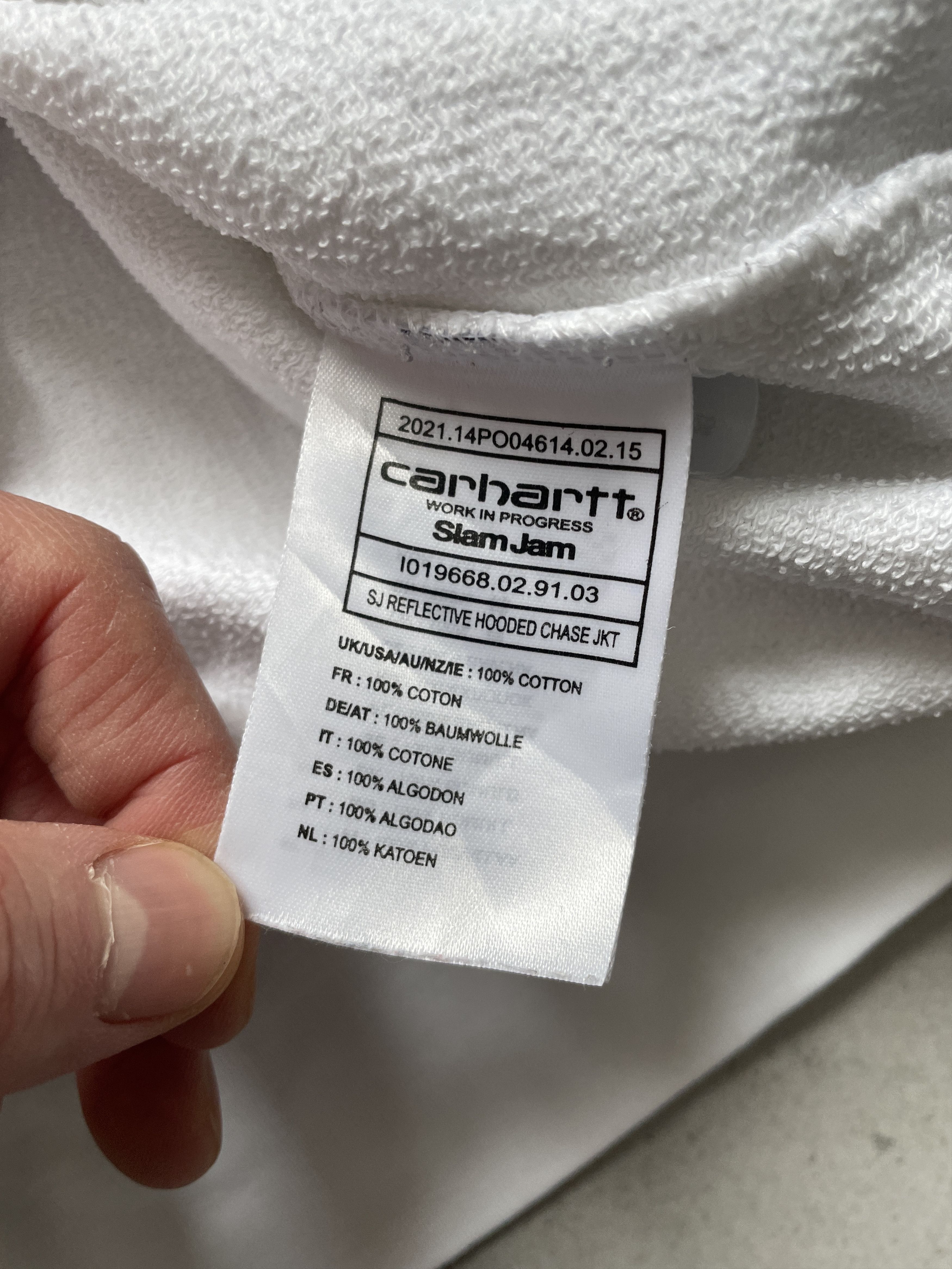 Carhartt CARHARTT \SLAM JAM WHITE DISTRESSED REFLECTIVE ZIP HOODIE Size US S / EU 44-46 / 1 - 4 Thumbnail