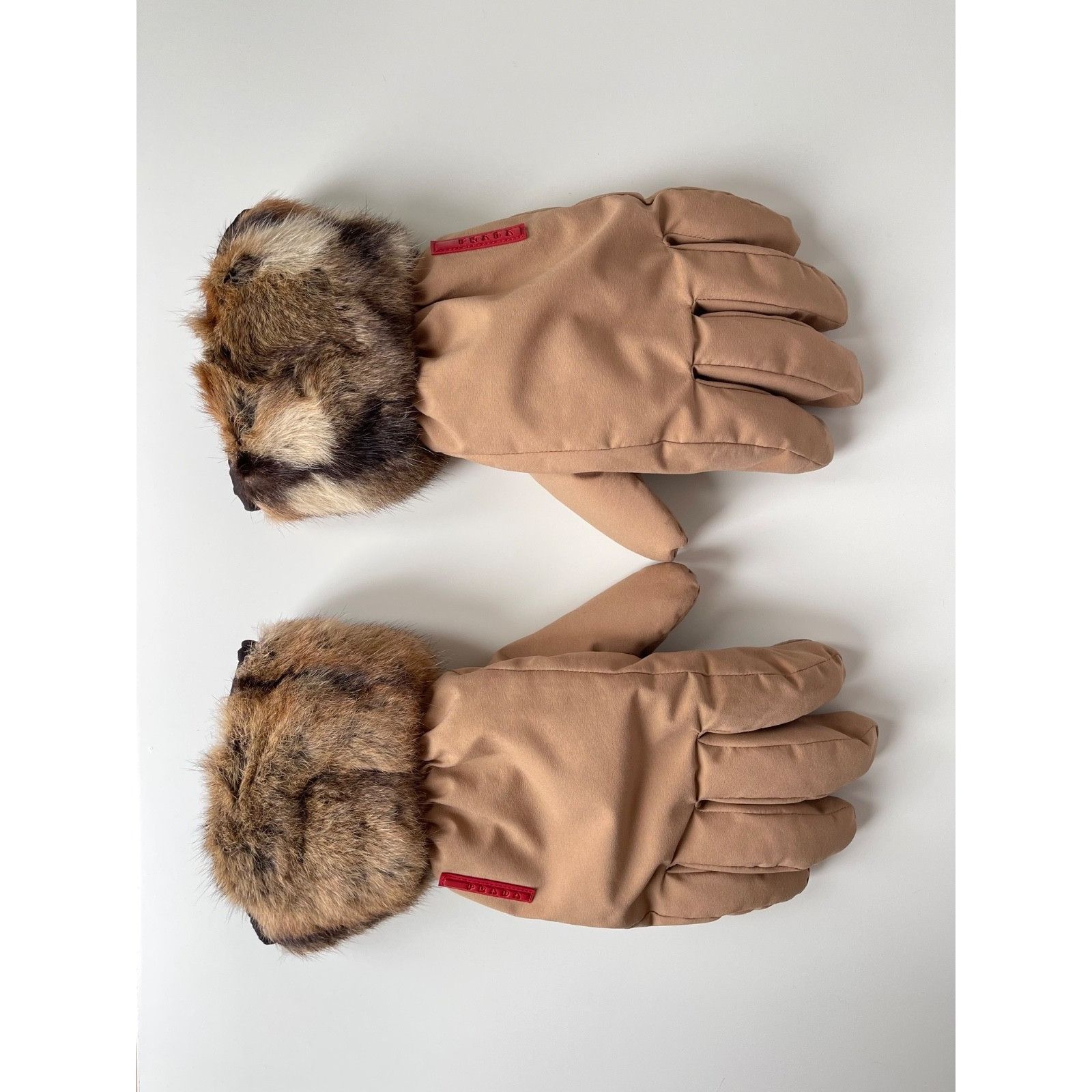 Prada Prada Fur Beige Nylon Gloves Size 8 Vintage 2000 Size ONE SIZE - 2 Thumbnail