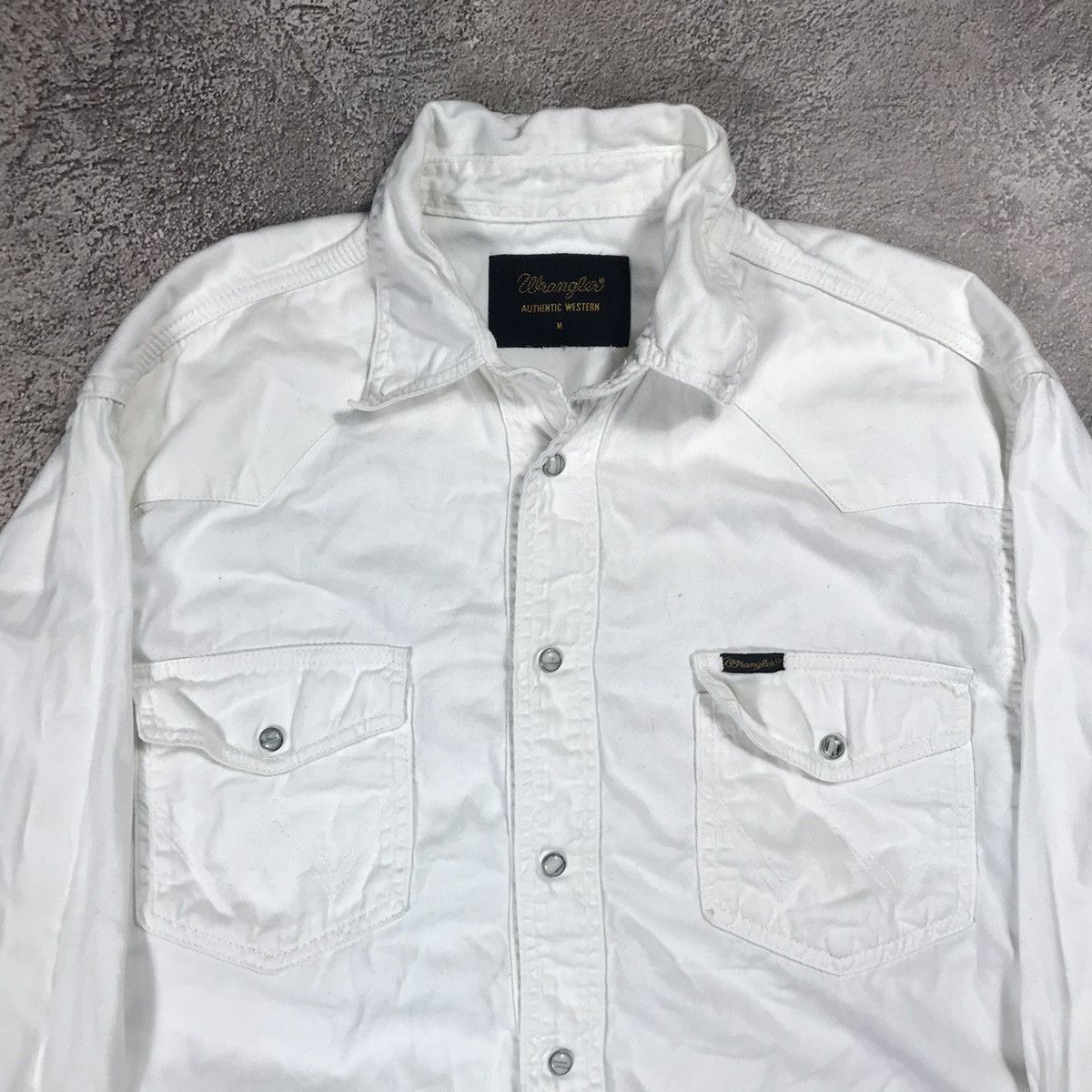 Vintage Vintage Wrangler Western Shirt Cream Workwear Streetwear M Size US M / EU 48-50 / 2 - 2 Thumbnail