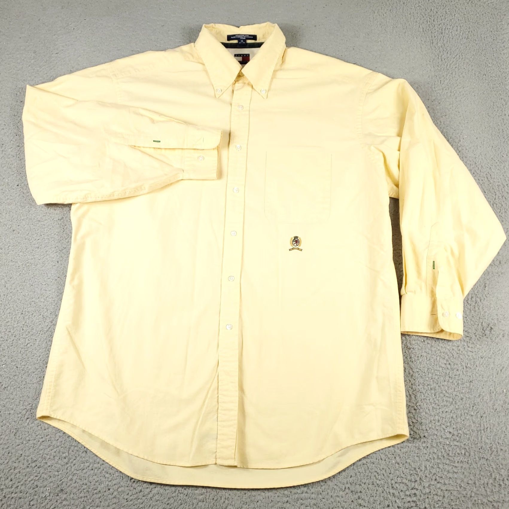 Tommy Hilfiger Tommy Hilfiger Dress Shirt Mens 16 Yellow Long Sleeve Button Up 100% Cotton Solid Preppy American Mens Size 42R - 2 Thumbnail