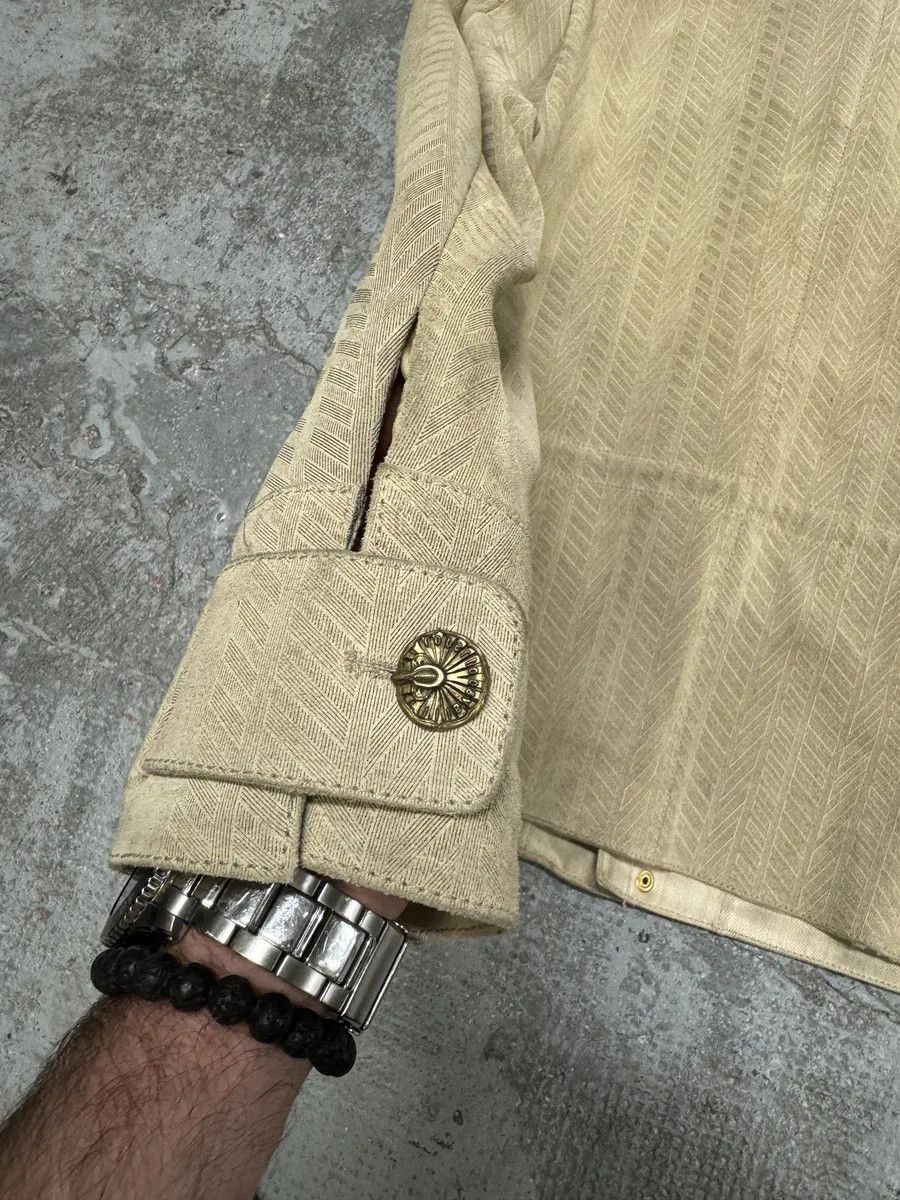 Roberto Cavalli Roberto Cavalli Beige Lines Suede Leather Jacket Size US M / EU 48-50 / 2 - 7 Thumbnail