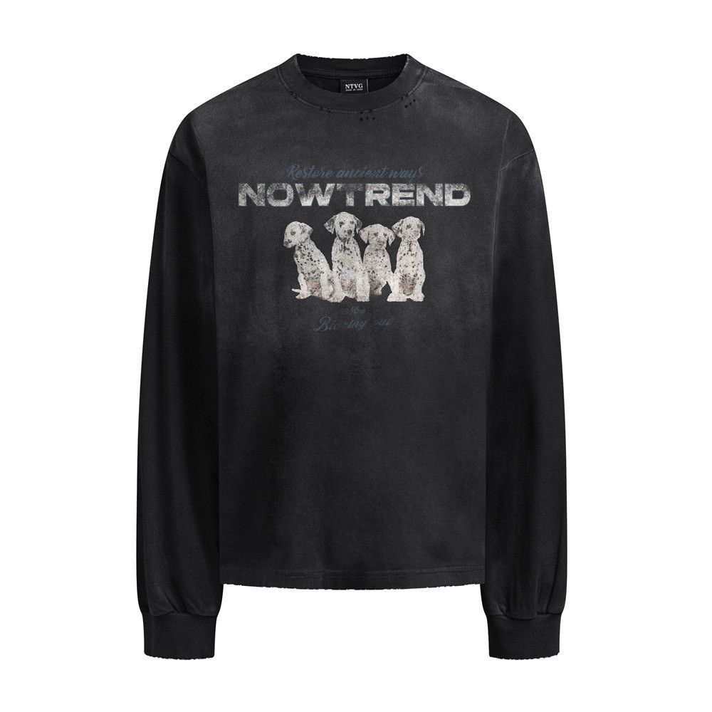 Vintage Men's loose distressed puppy print long-sleeved T-shirt Size US L / EU 52-54 / 3 - 1 Thumbnail