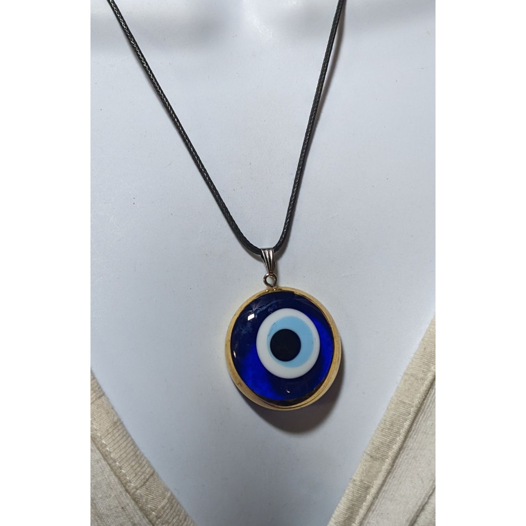 Other Glass Evil Eye Blue And Gold Pendant Necklace Size ONE SIZE - 8 Thumbnail