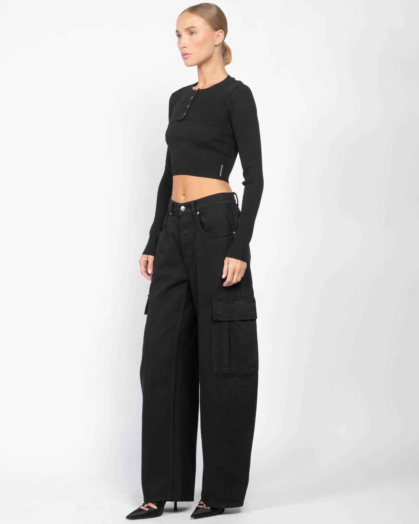 Alexander Wang o1s22i1n0225 Two-Piece Cropped Set in Black Size L / US 10 / IT 46 - 3 Thumbnail