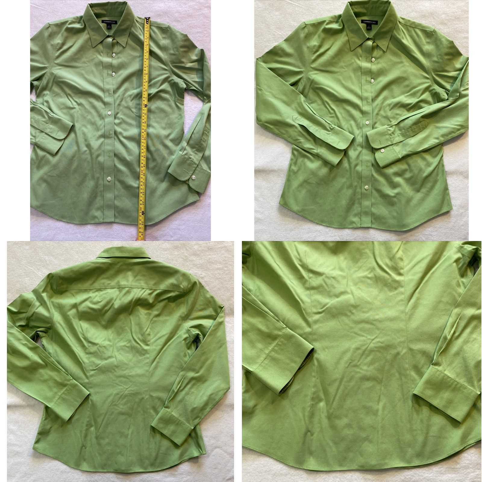 Lands' End Lands' End Women’s Green Cotton Button-Down Shirt Size 8 Regular Collared Long Sleeve Classic Office Casual Shirt - Womens Size M / US 6-8 / IT 42-44 - 8 Thumbnail