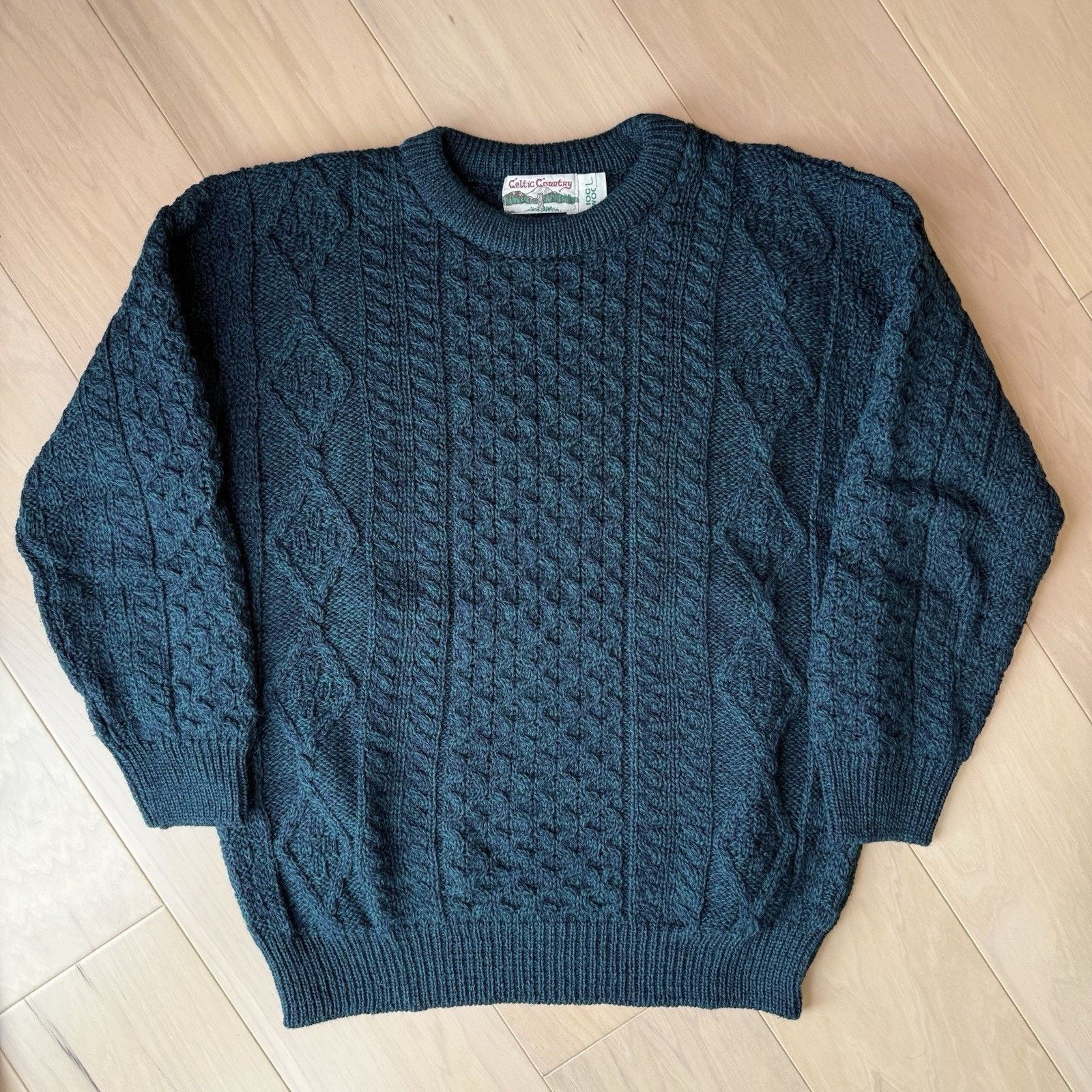 Other Vintage Celtic Country Cable Knit Wool Sweater Large Green Size US L / EU 52-54 / 3 - 3 Thumbnail