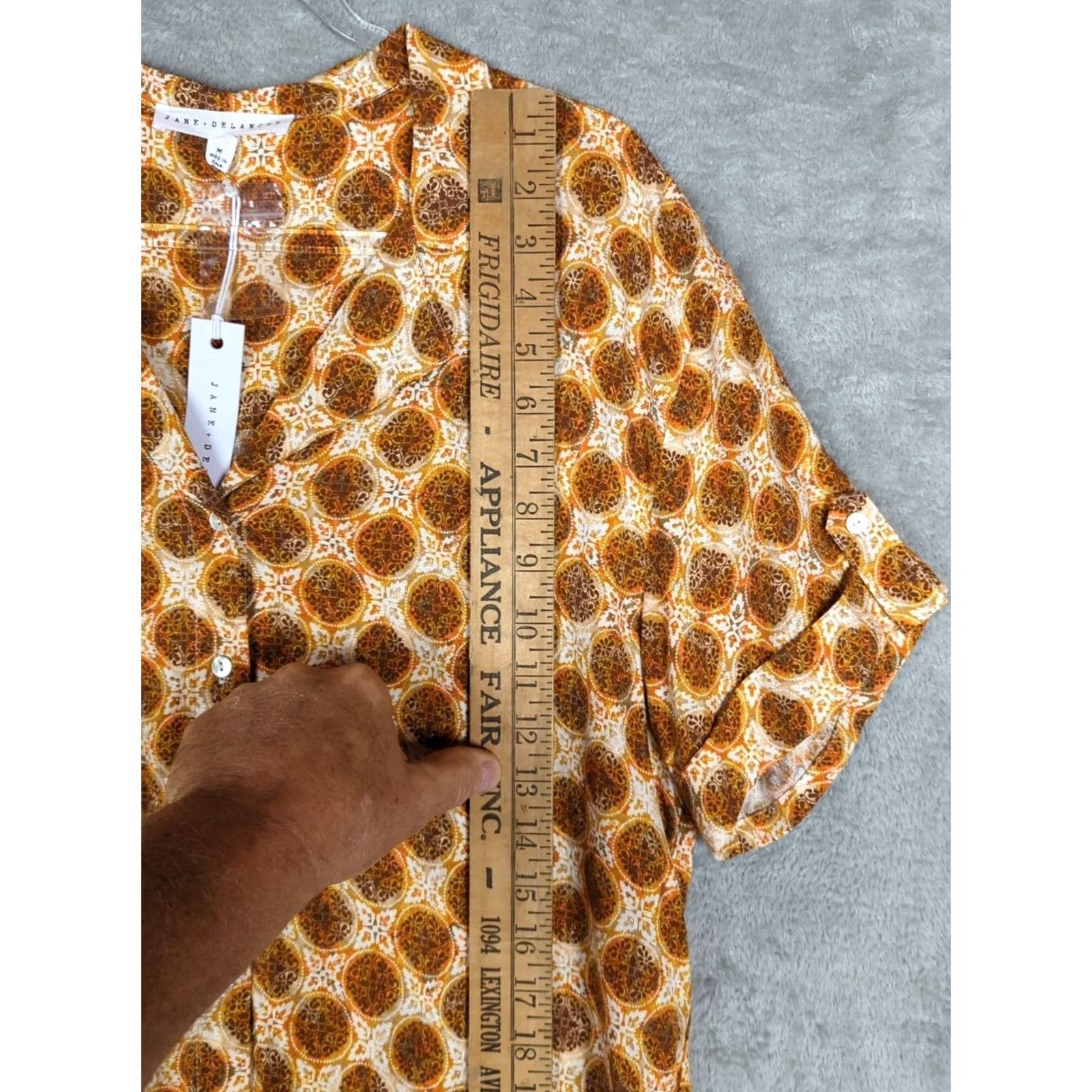 Vintage VINTAGE? Jane & Delancey Blouse Womens M Orange Button-Up Short Sleeve Top Boho Hippie Size M / US 6-8 / IT 42-44 - 6 Thumbnail