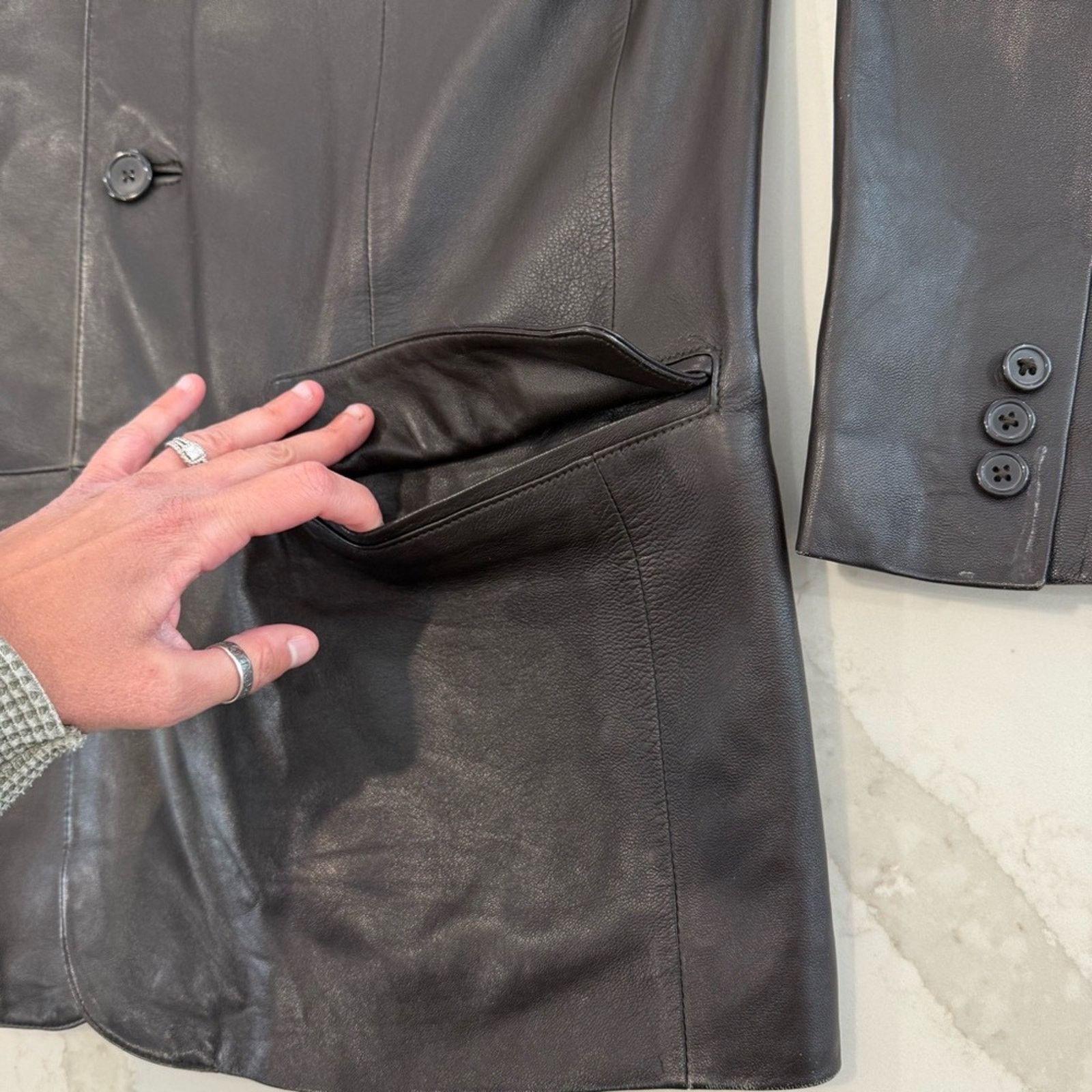 Jones New York Jones New York Genuine Leather Button Jacket Coat Mens 42R Size US L / EU 52-54 / 3 - 4 Thumbnail