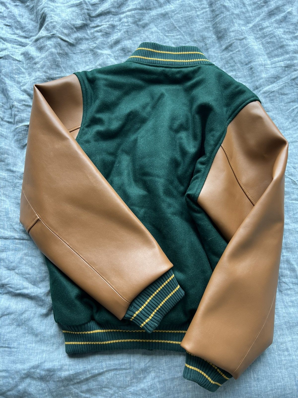 Rhude 2995USD Chenille Letterman Varsity Jacket Green/Tan Size US L / EU 52-54 / 3 - 10 Thumbnail