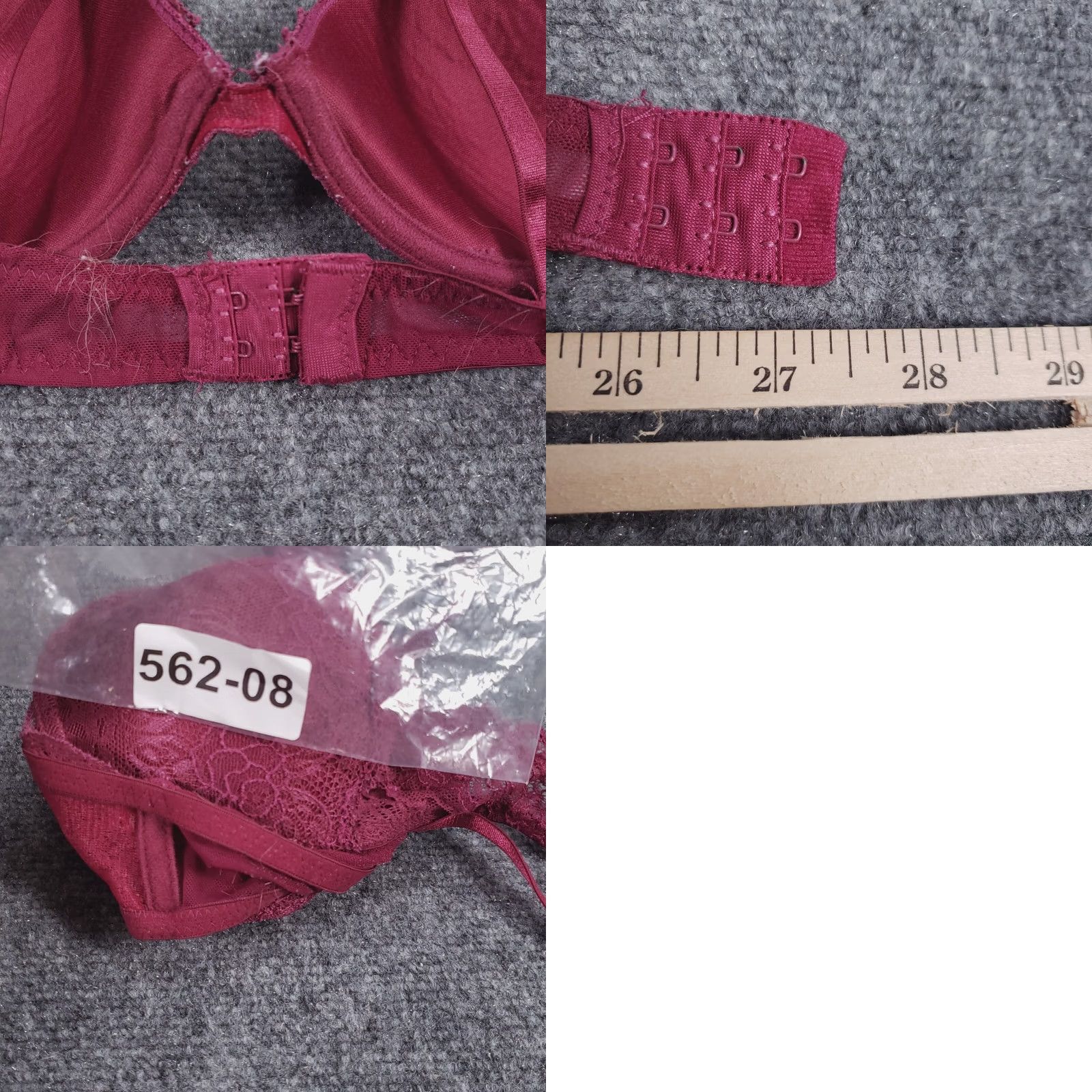 Vintage Marilyn Monroe Bra Womens Push Up Lace Padded Red Underwire Adjustable Strap 34B Size ONE SIZE - 8 Thumbnail