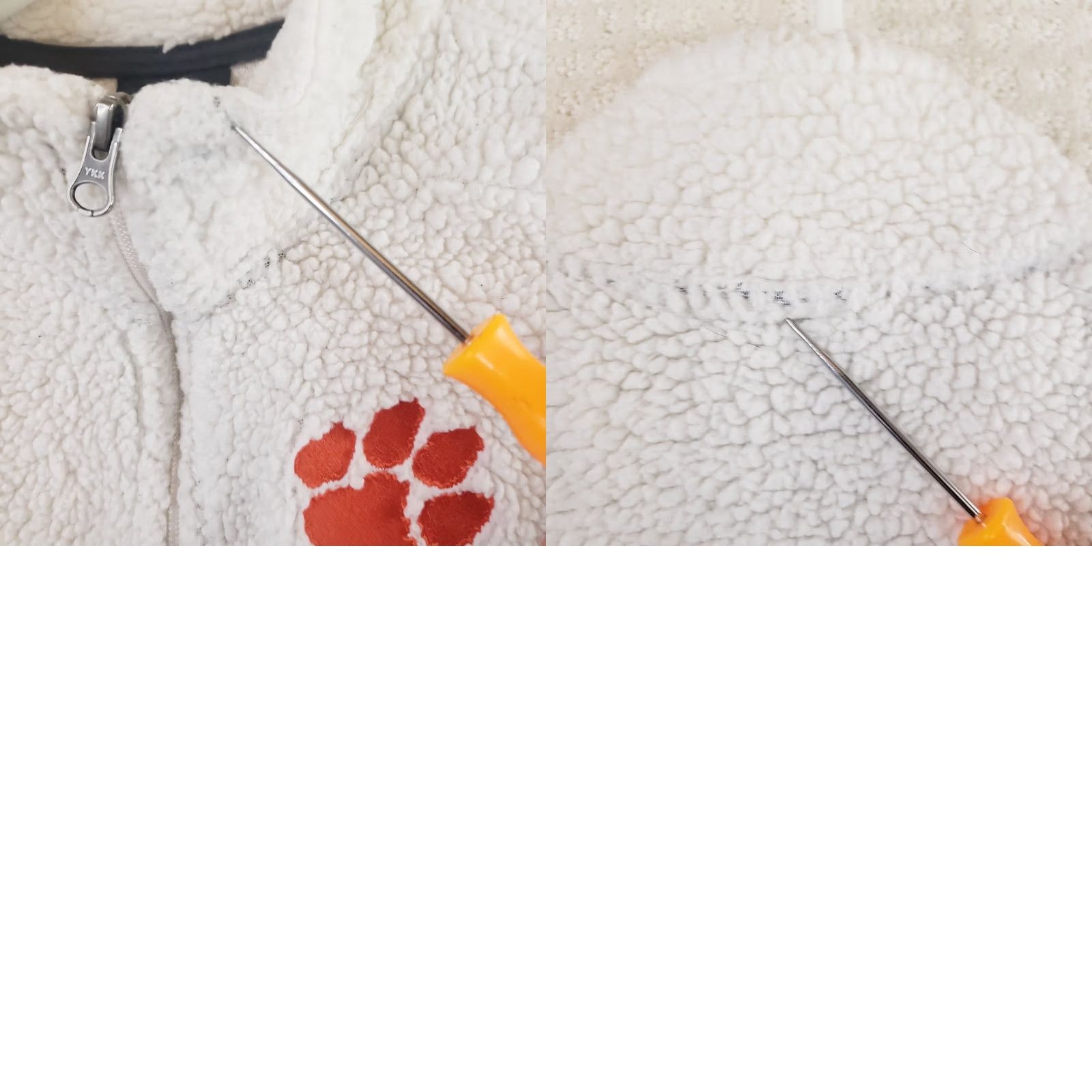 Vintage Clemson Tigers Sherpa Fleece Pullover Mock Neck 1/4 Zip Women's M White Orange Logo Embroidered Pullover Sweater Jackets Size M / US 6-8 / IT 42-44 - 11 Thumbnail