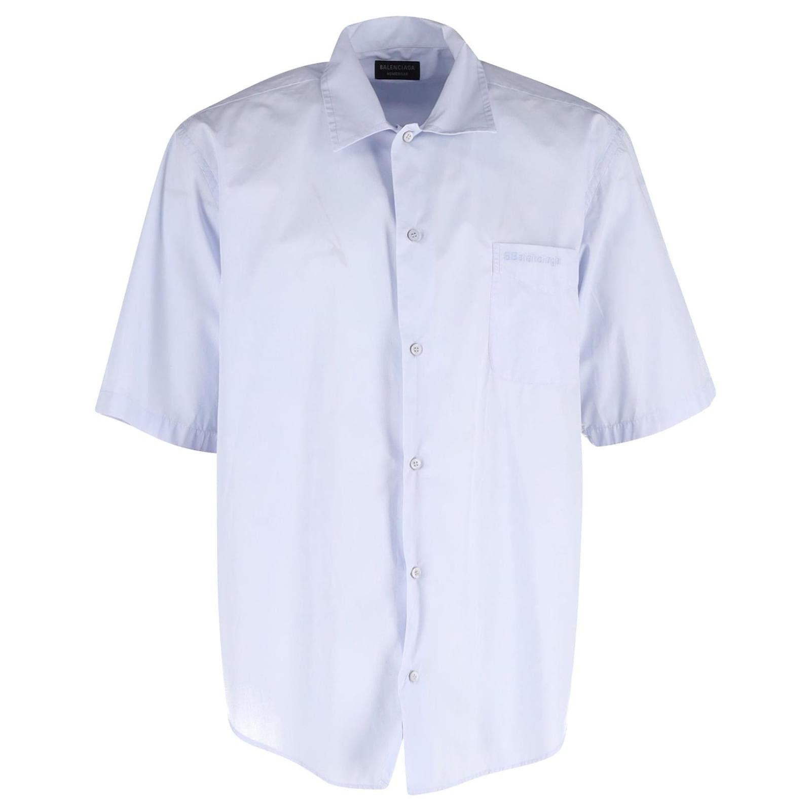 Balenciaga Minimal Shirt Classic Poplin in Light Blue Size US M / EU 48-50 / 2 - 1 Thumbnail