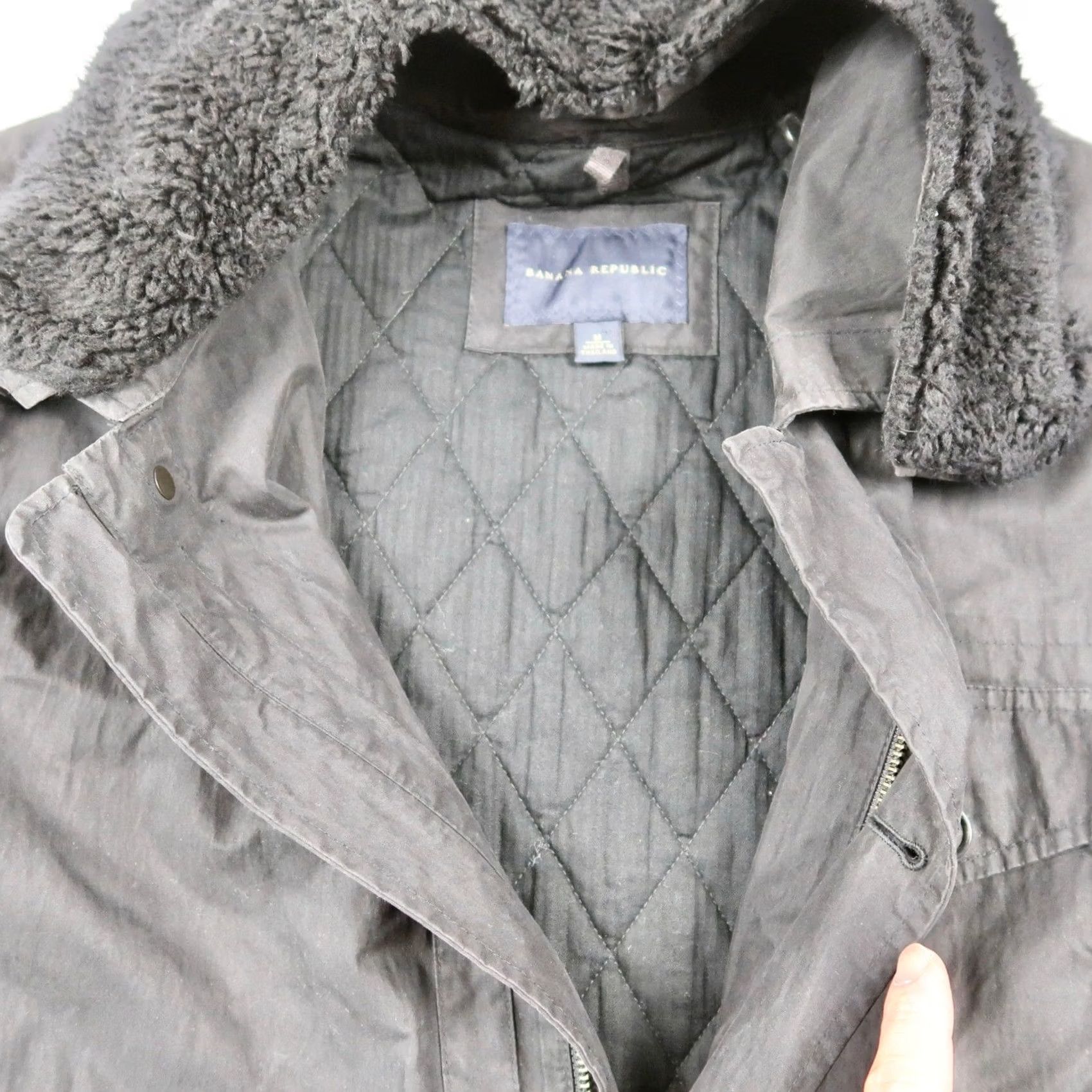 Banana Republic Banana Republic Mens Field Jacket Black M Detachable Faux Shearling Collar Quilt Size US M / EU 48-50 / 2 - 7 Thumbnail