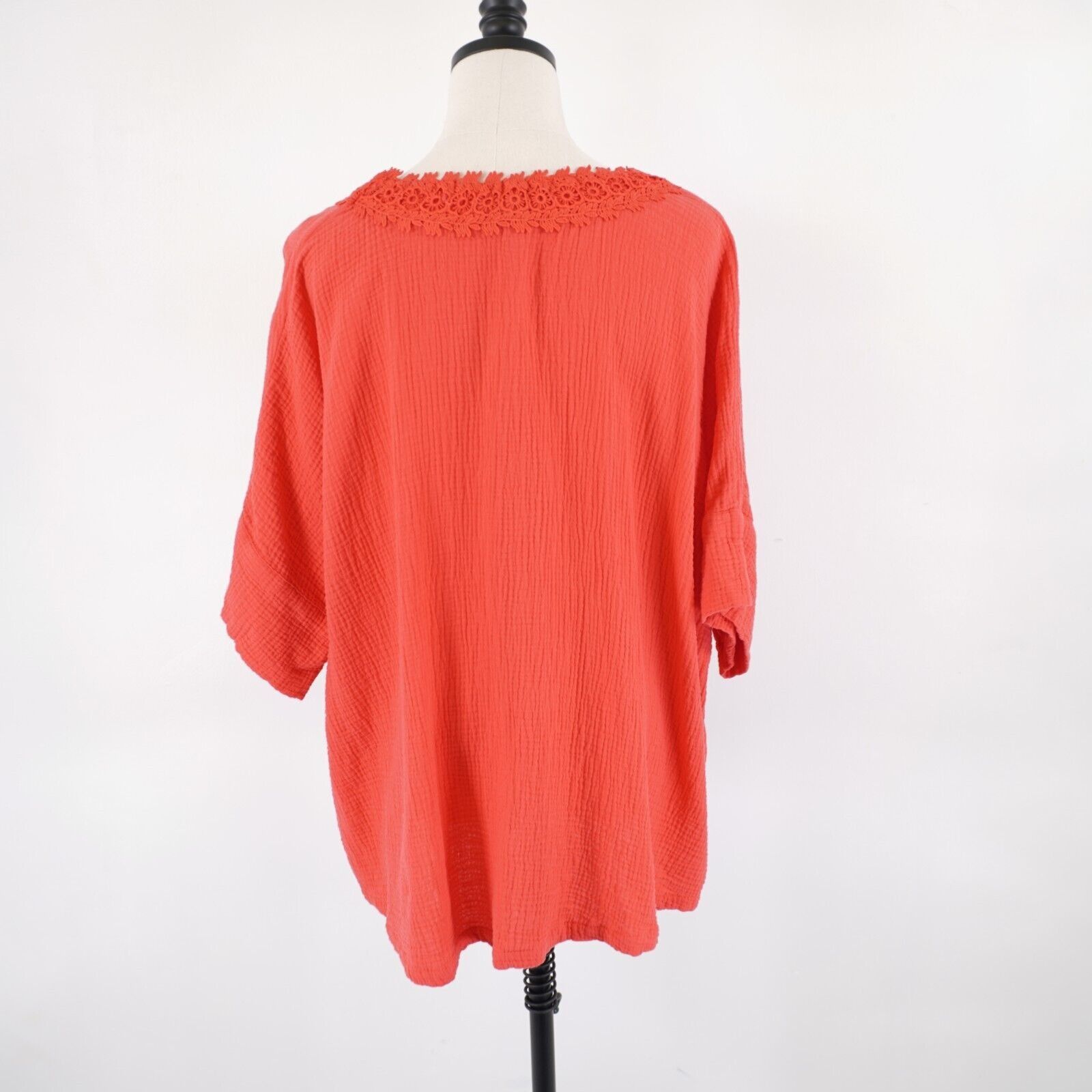 Jones New York Jones New York 1X Neon Pink / Orange Ribbed Cotton Lace V-Ne Size XL / US 12-14 / IT 48-50 - 6 Thumbnail