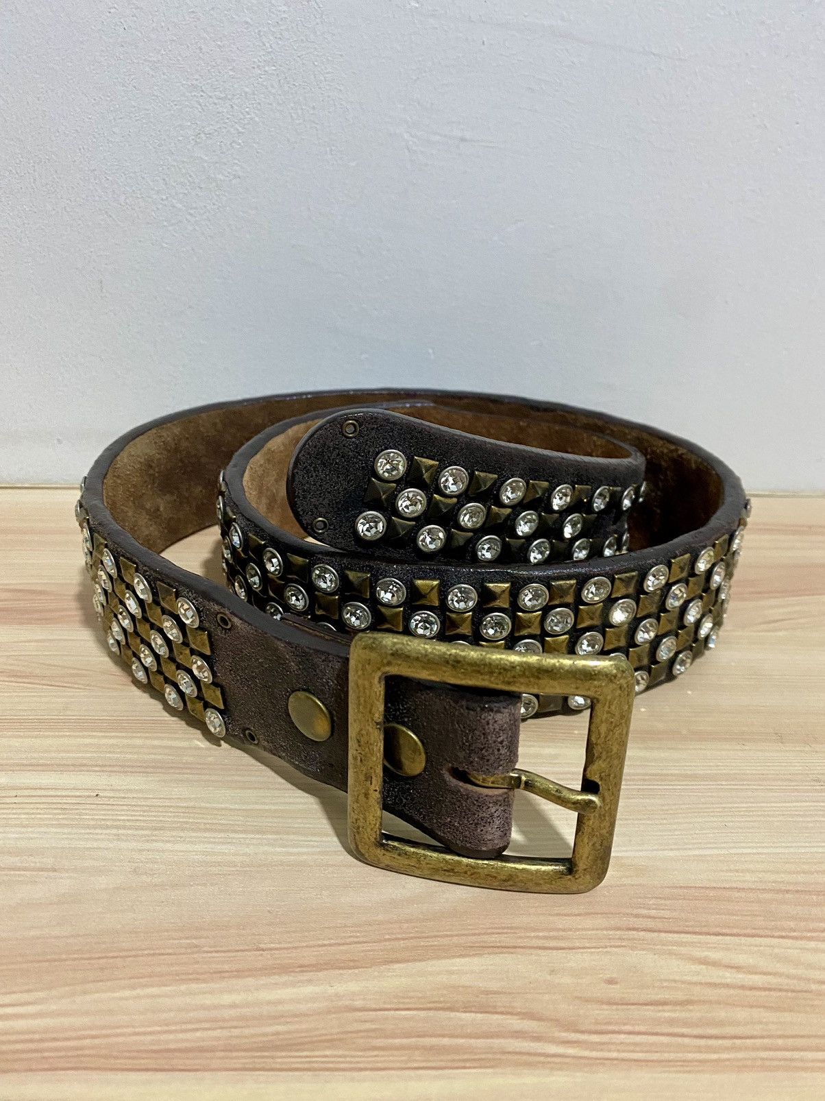 Japanese Brand Vintage Studded leather Belt Inspired BB SIMONS Size ONE SIZE - 7 Thumbnail