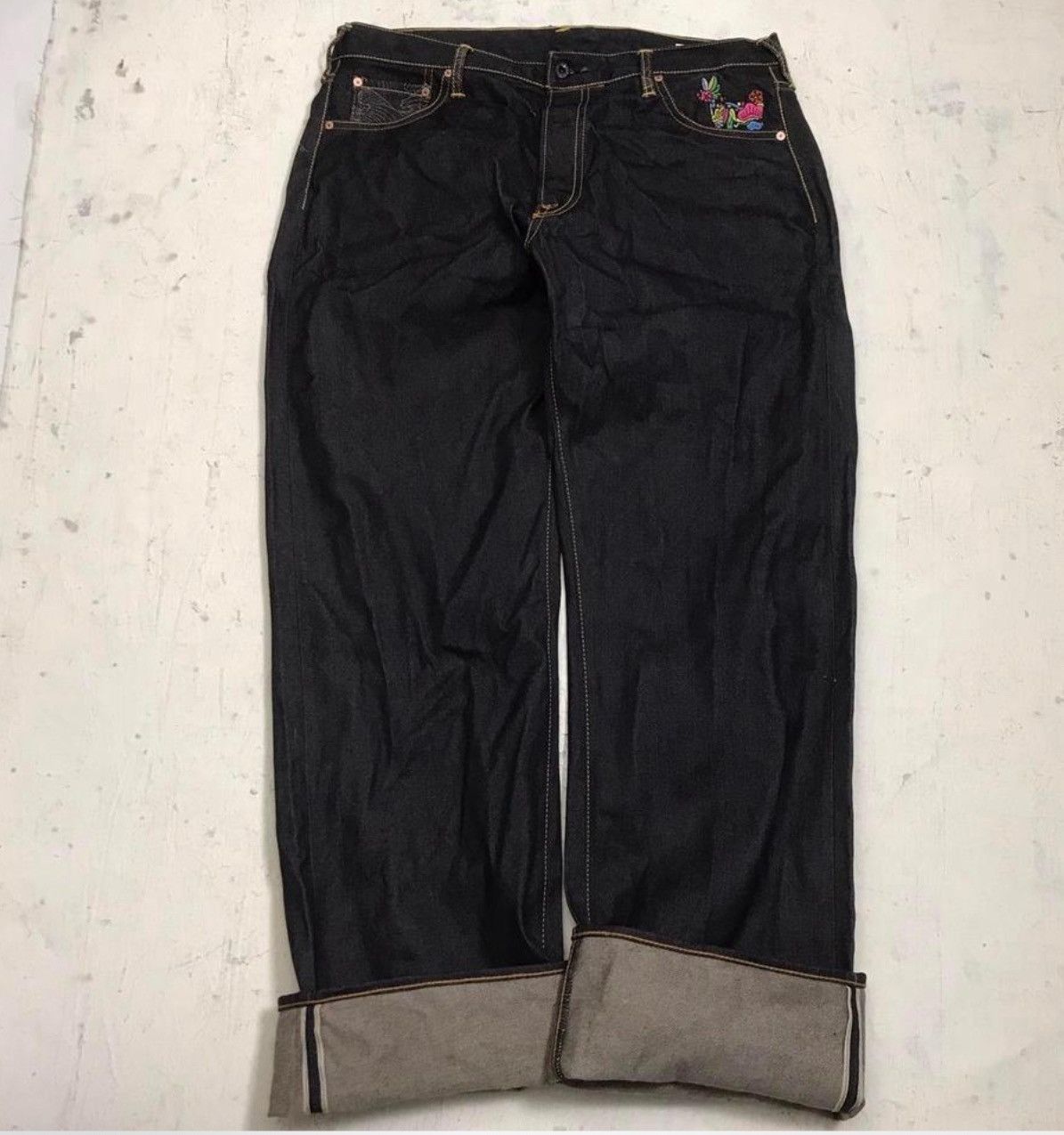 Red Monkey Baggy Red Monkey embroidered raw denim jeans Size US 40 / EU 56 - 2 Thumbnail