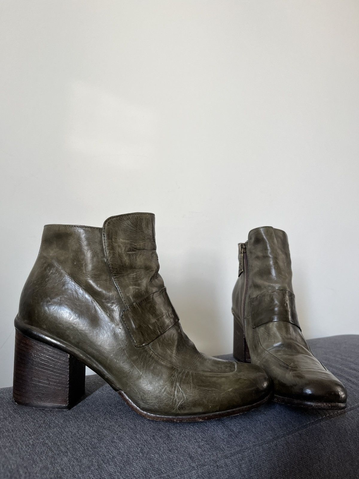A.S.98 La Bottega di Lisa Ancle Avant Garde Green Leather Boots Size US 9 / IT 39 - 7 Thumbnail