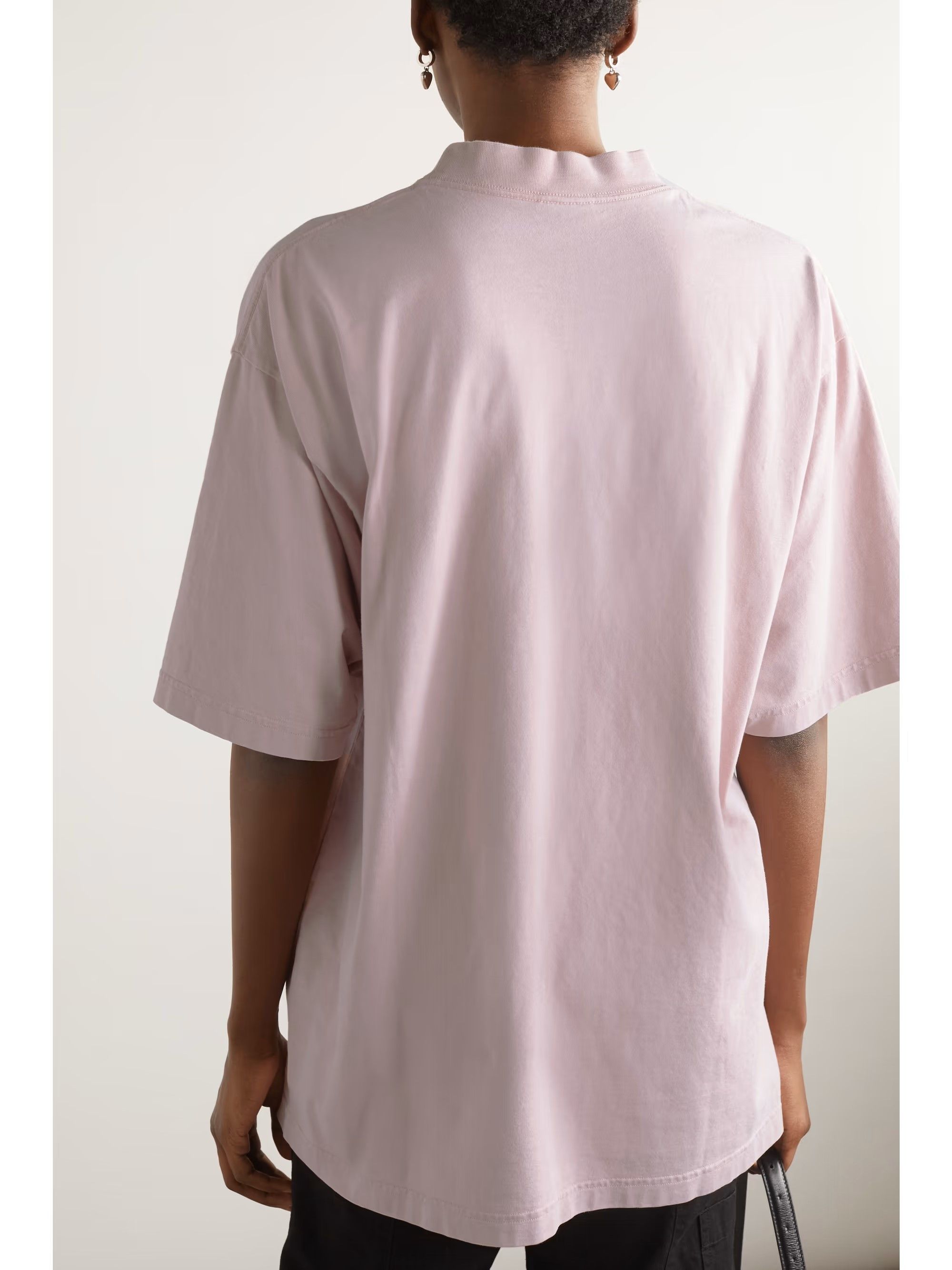 Balenciaga Pink Embroidered Back Flip Logo Oversized T-Shirt Size M / US 6-8 / IT 42-44 - 5 Thumbnail