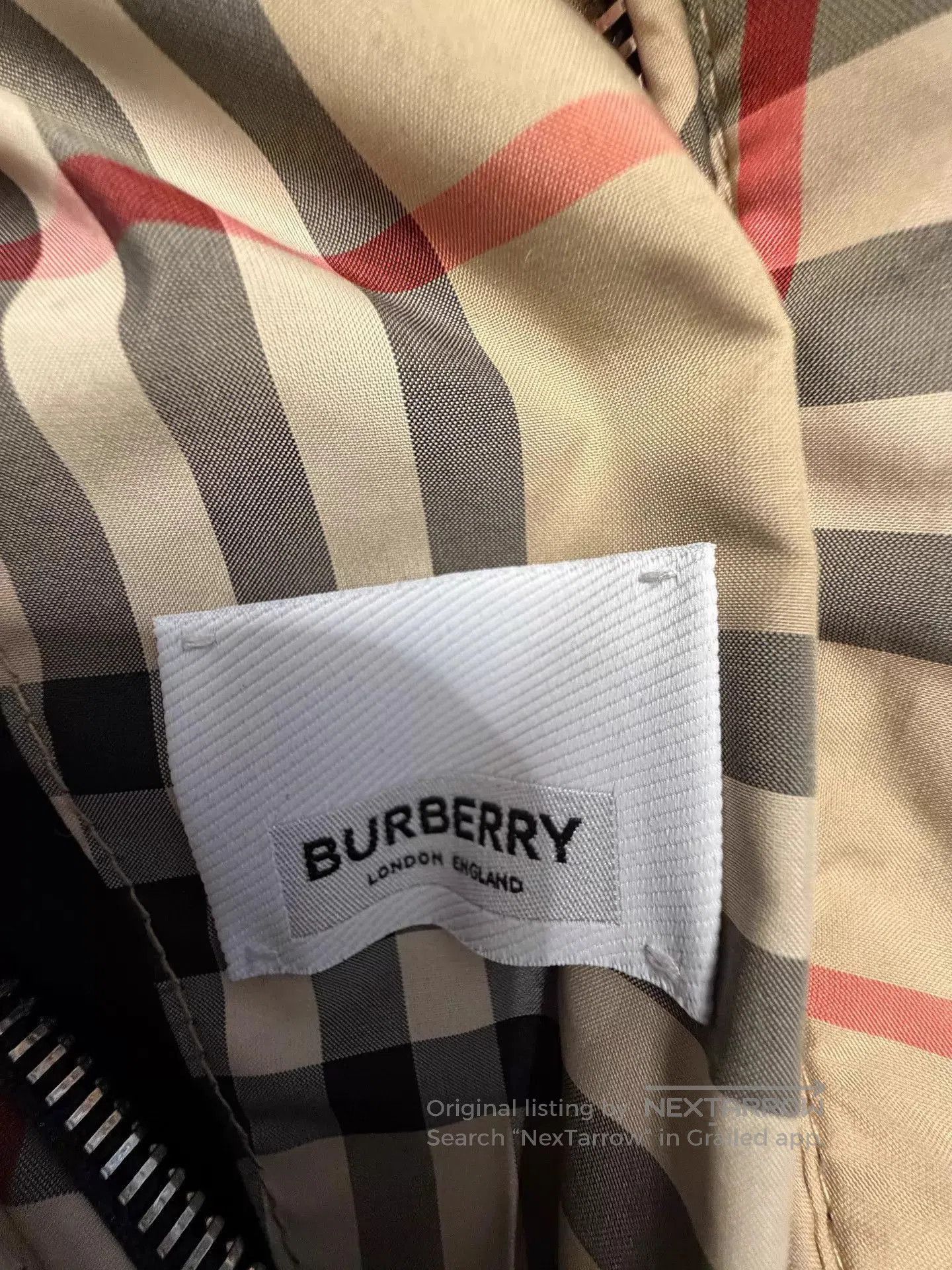 Burberry Black Hooded Light Jacket with Plaid Lining - XL. Size US XL / EU 56 / 4 - 4 Thumbnail