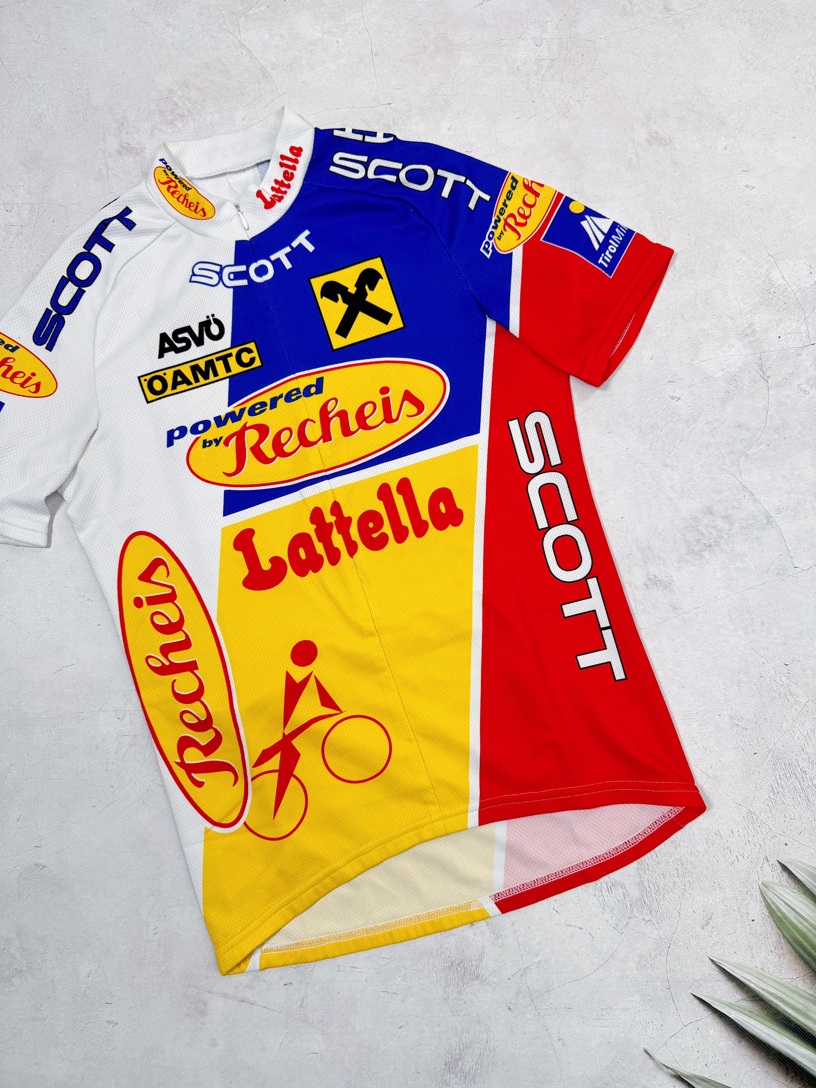 Vintage Scott Lattella Recheis Cycling Jersey ASVO Raiffeisen Size US M / EU 48-50 / 2 - 4 Thumbnail
