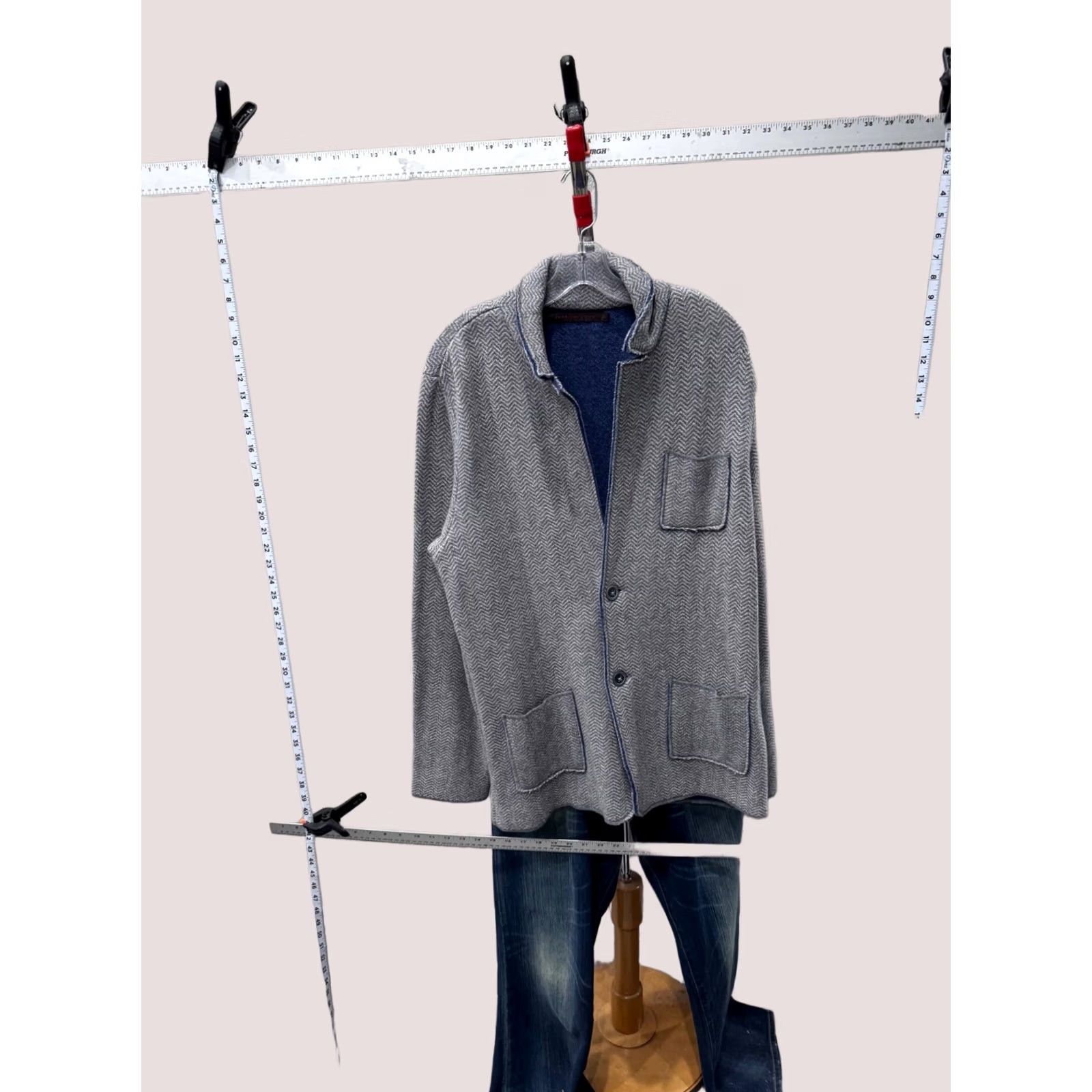Vintage Emozioni Uomo Made Italy Unique Gray Blue Sweater Jacket Large L Mens Size US L / EU 52-54 / 3 - 1 Thumbnail