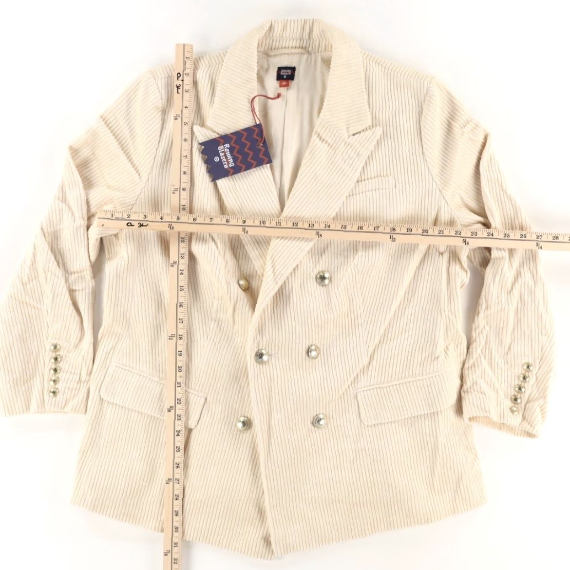 Rowing Blazers Rowing Blazers Corduroy Jacket Beige Women's 1X Corduroy Solid Long Sleeve Collared Shirt 1X Womens Size XL / US 12-14 / IT 48-50 - 3 Thumbnail