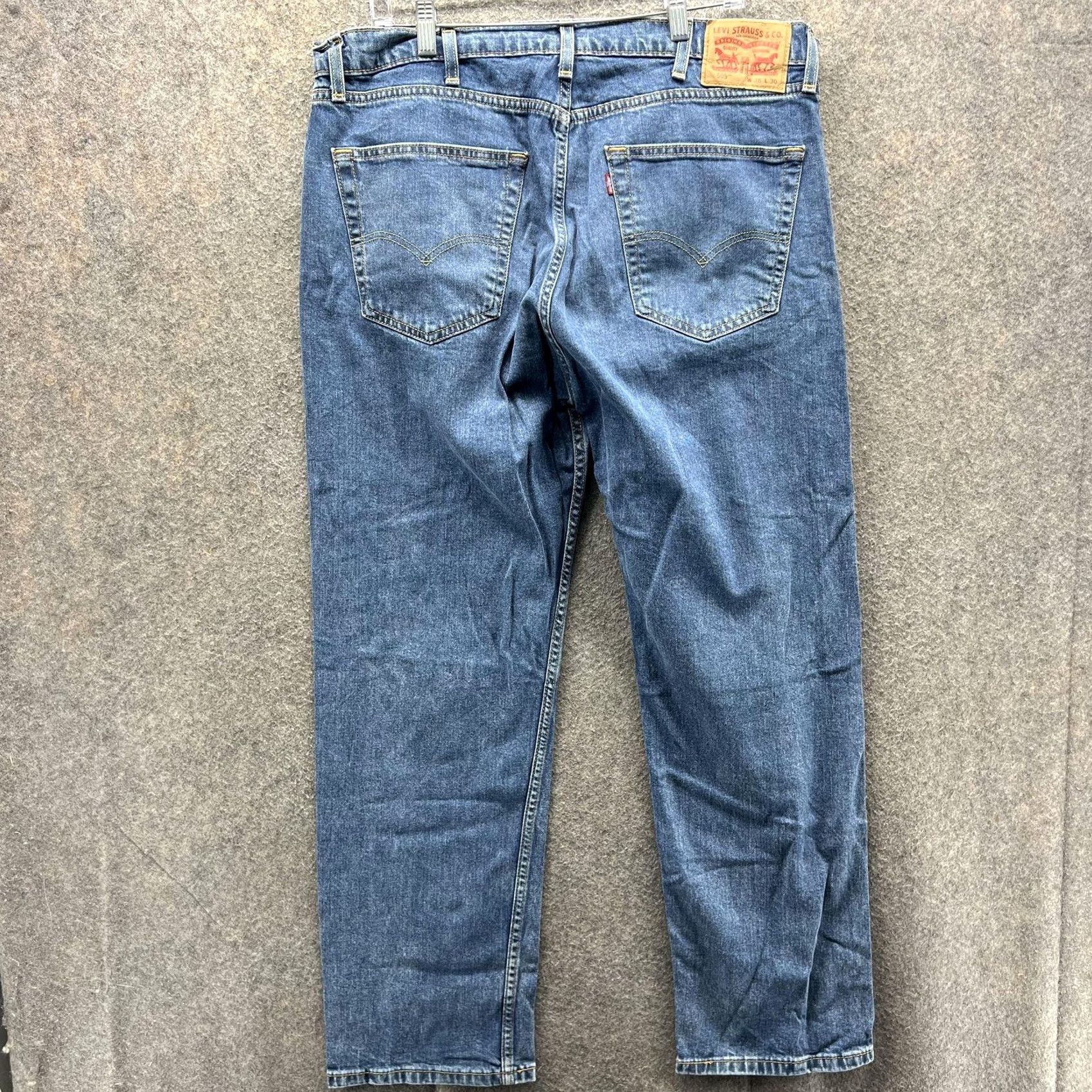 Levi's Levis 505 Jeans Mens 38x30 Medium Wash Blue Regular Fit Straight Leg Denim Pants Size US 38 / EU 54 - 7 Thumbnail