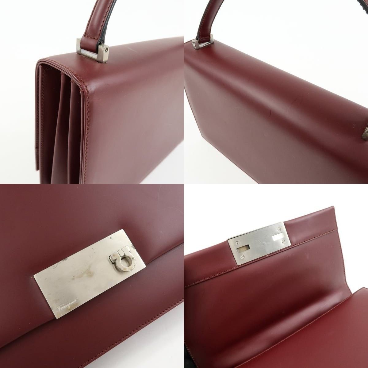 Salvatore Ferragamo Ferragamo Gancini Leather Top Handle Bag Burgundy Size ONE SIZE - 6 Thumbnail