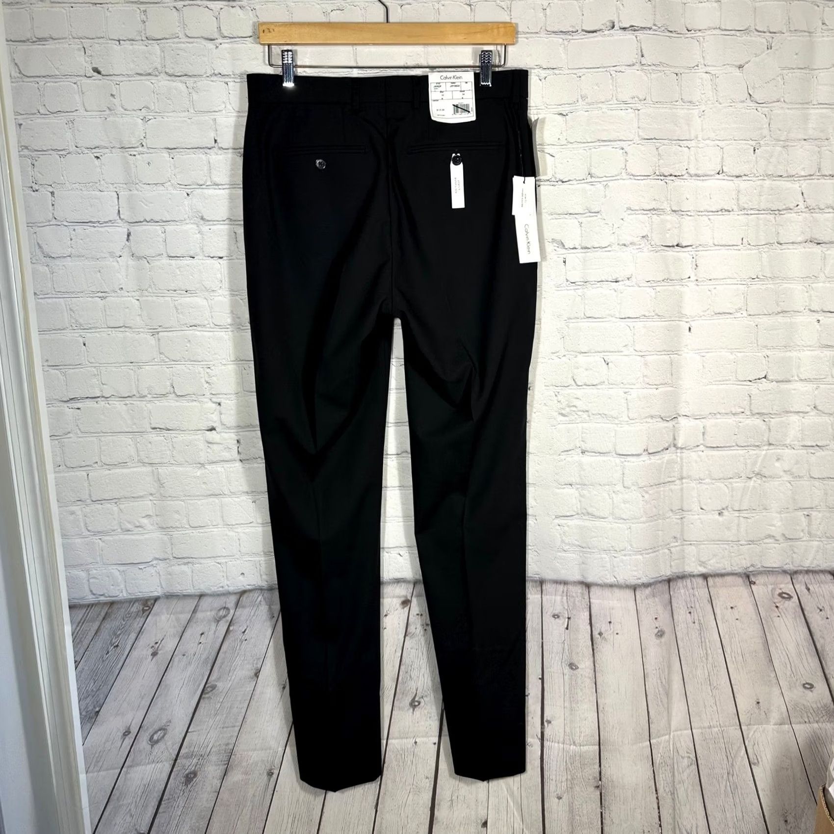 Calvin Klein Calvin Klein Jerry Slim Fit Black Wool Blend Dress Pants 32x34 NWT JRREP Size US 32 / EU 48 - 6 Thumbnail