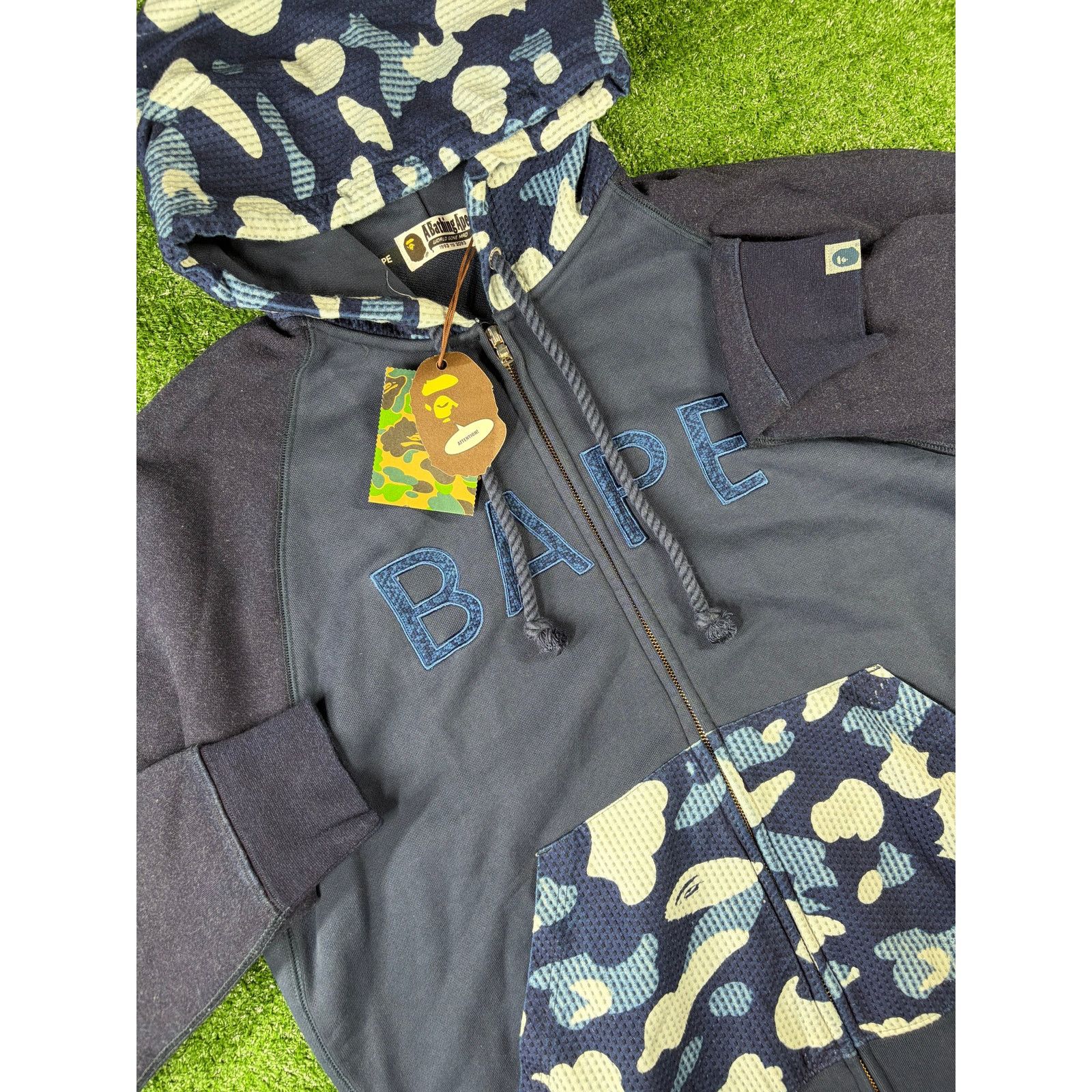 Bape Bape X Sashiko Navy Camo Relaxed Full-Zip Hoodie Size Large Size US L / EU 52-54 / 3 - 2 Thumbnail