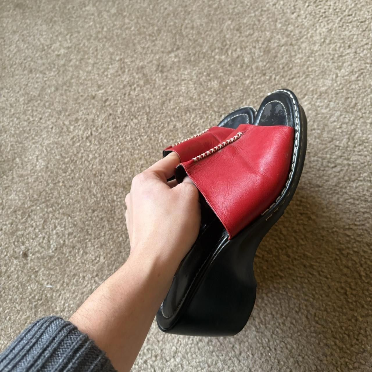 Designer Italian Leather Red Platforms Size US 8 / IT 38 - 2 Thumbnail