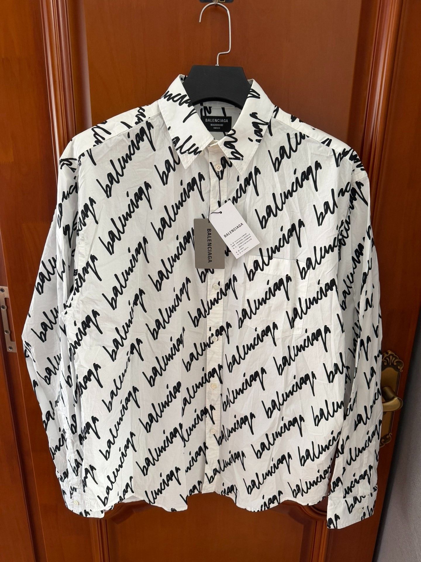 Balenciaga Balenciaga All-Over Logo Script Shirt Size 38 Size US S / EU 44-46 / 1 - 1 Thumbnail