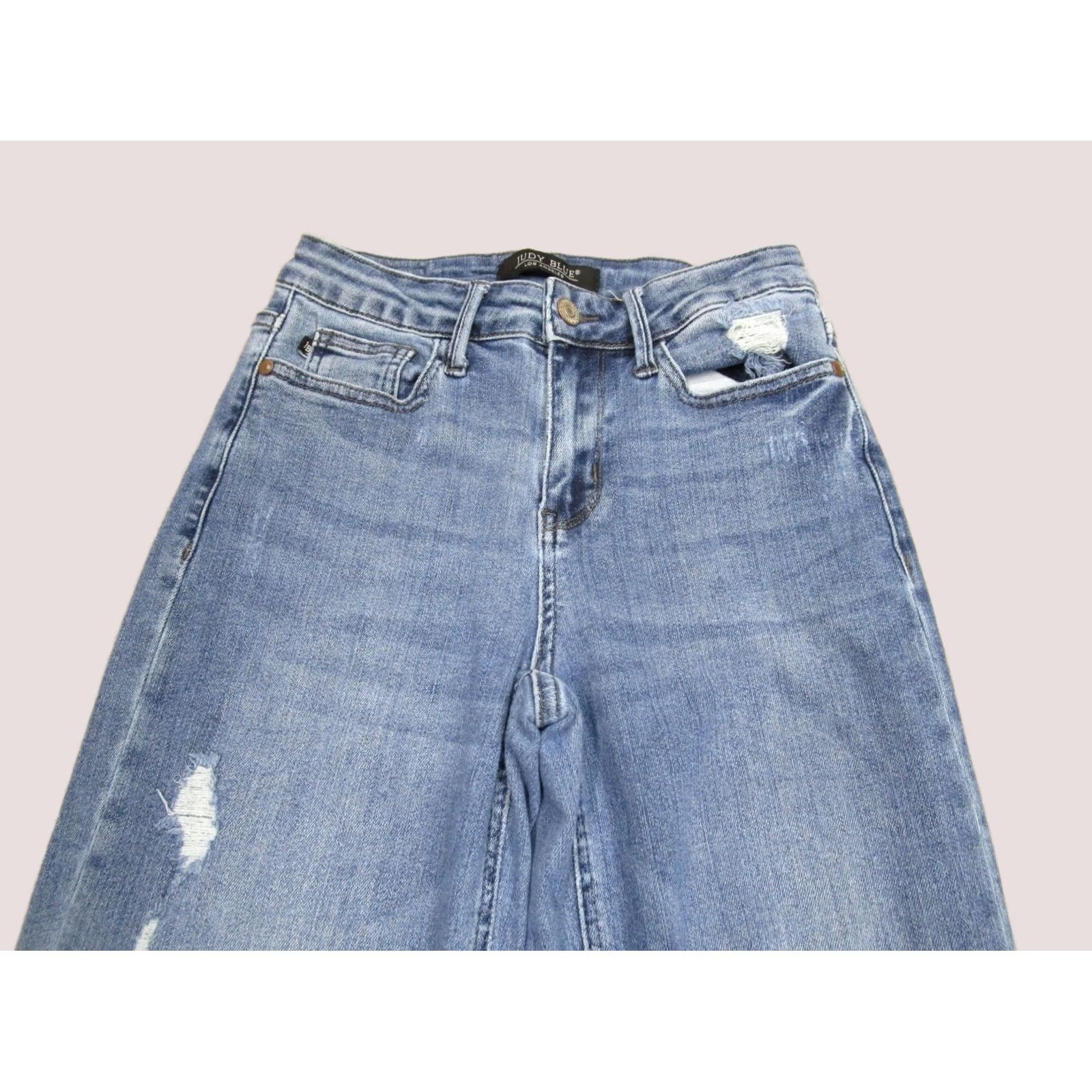 Vintage Judy Blue Jeans Women 0 Blue Low Rise Straight Loose Pants Light Wash Fray Hem Size 25" / US 0 / IT 36 - 1 Thumbnail