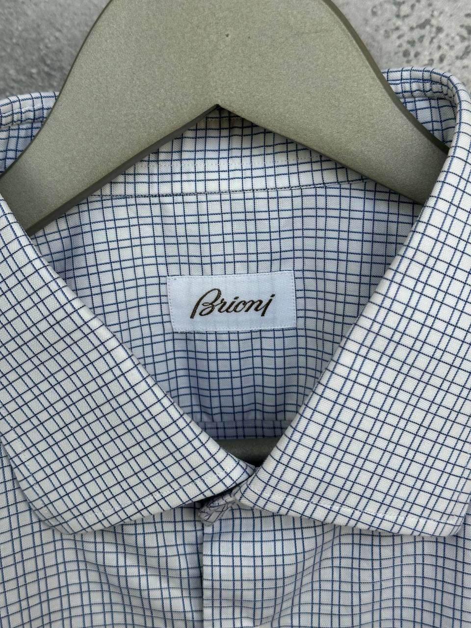 Brioni Brioni Dress Shirt Button Up Blue Micro Check LS Made Italy Size US XL / EU 56 / 4 - 10 Thumbnail