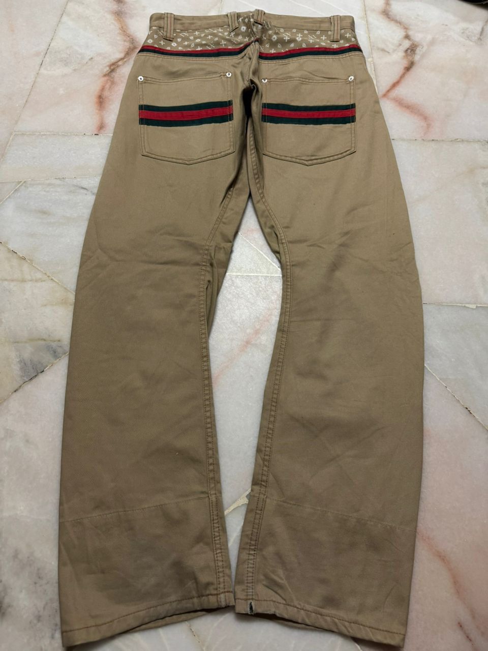Tornado Mart 💥Insane💥Vintage Doublefocus Zipper Punk Jeans Beige Size US 31 - 14 Thumbnail