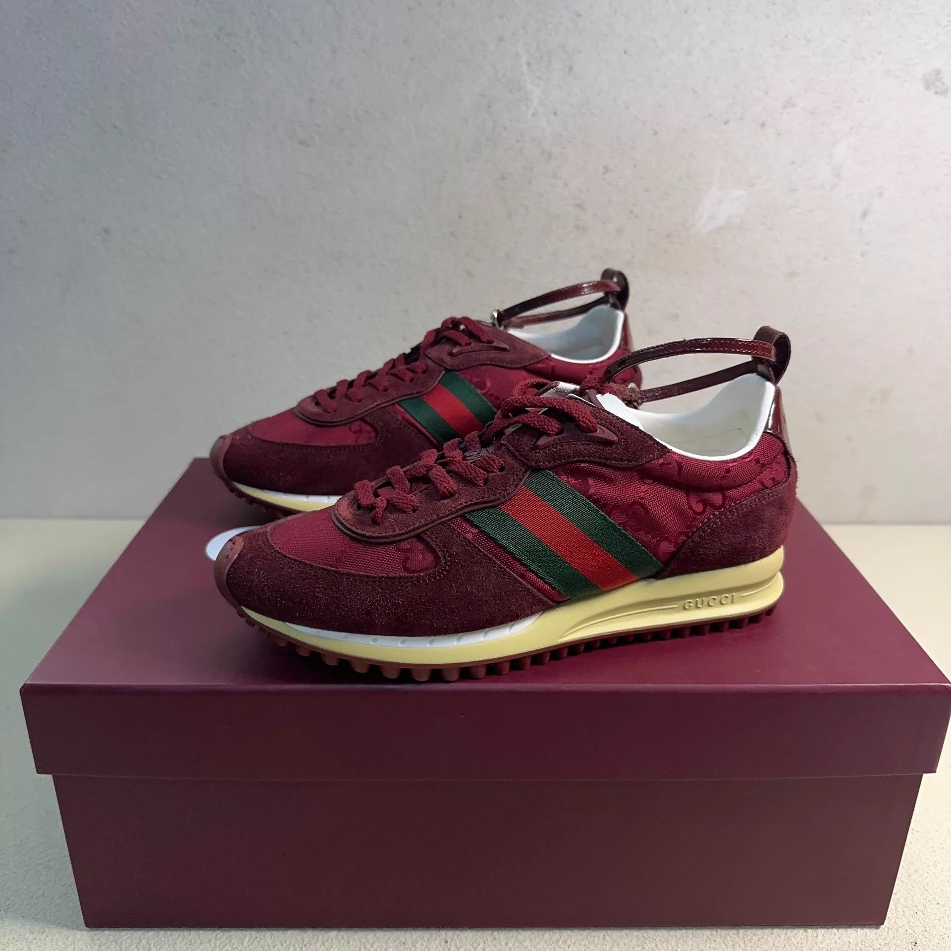 Gucci GUCCI Re-Motion Women's Wine Red Sneakers Size US 5.5 / IT 35.5 - 1 Thumbnail
