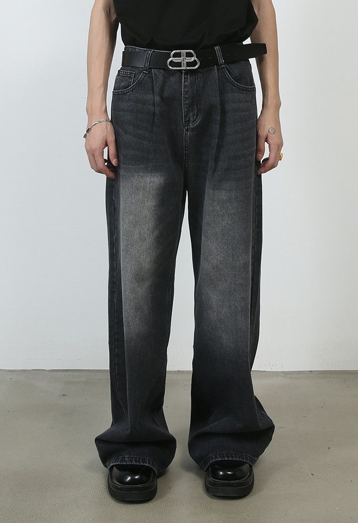 Japanese Brand Men's straight washed loose wide-leg jeans Size US 32 / EU 48 - 1 Thumbnail