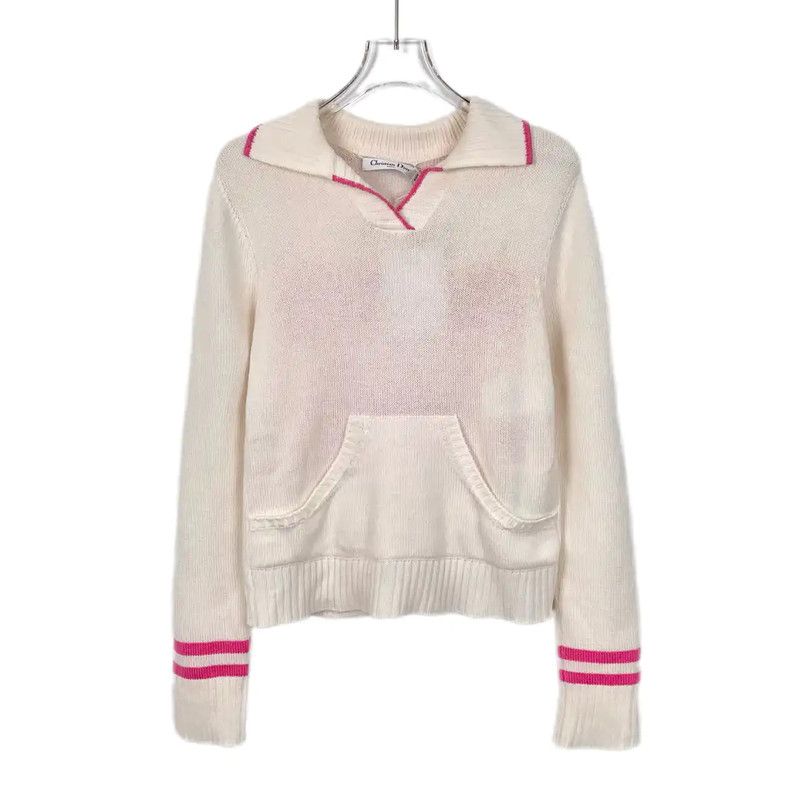 Dior Dior Cashmere Sweater with Pink Stripes 0089 Size XXS / US 00 / IT 34 - 1 Thumbnail
