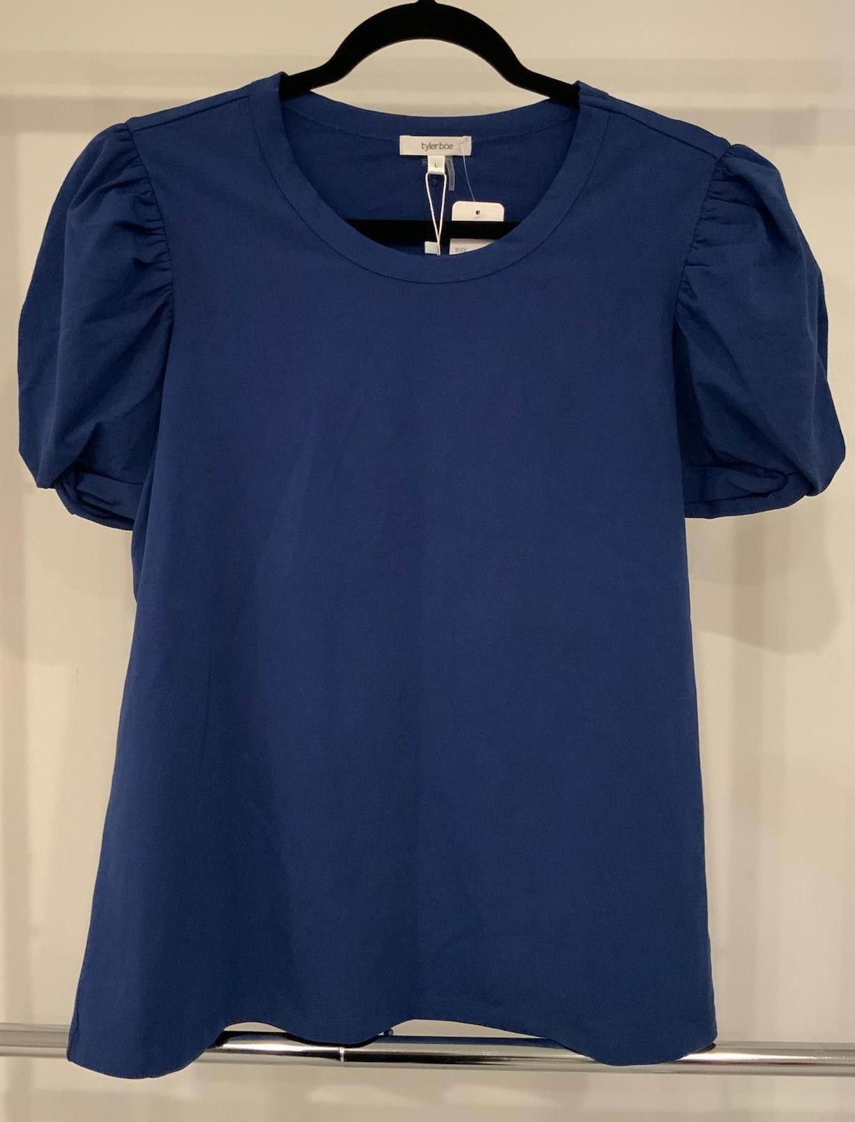 Designer Tyler Böe Puff Sleeve Top - Elegant Blue, Large Size L / US 10 / IT 46 - 1 Thumbnail