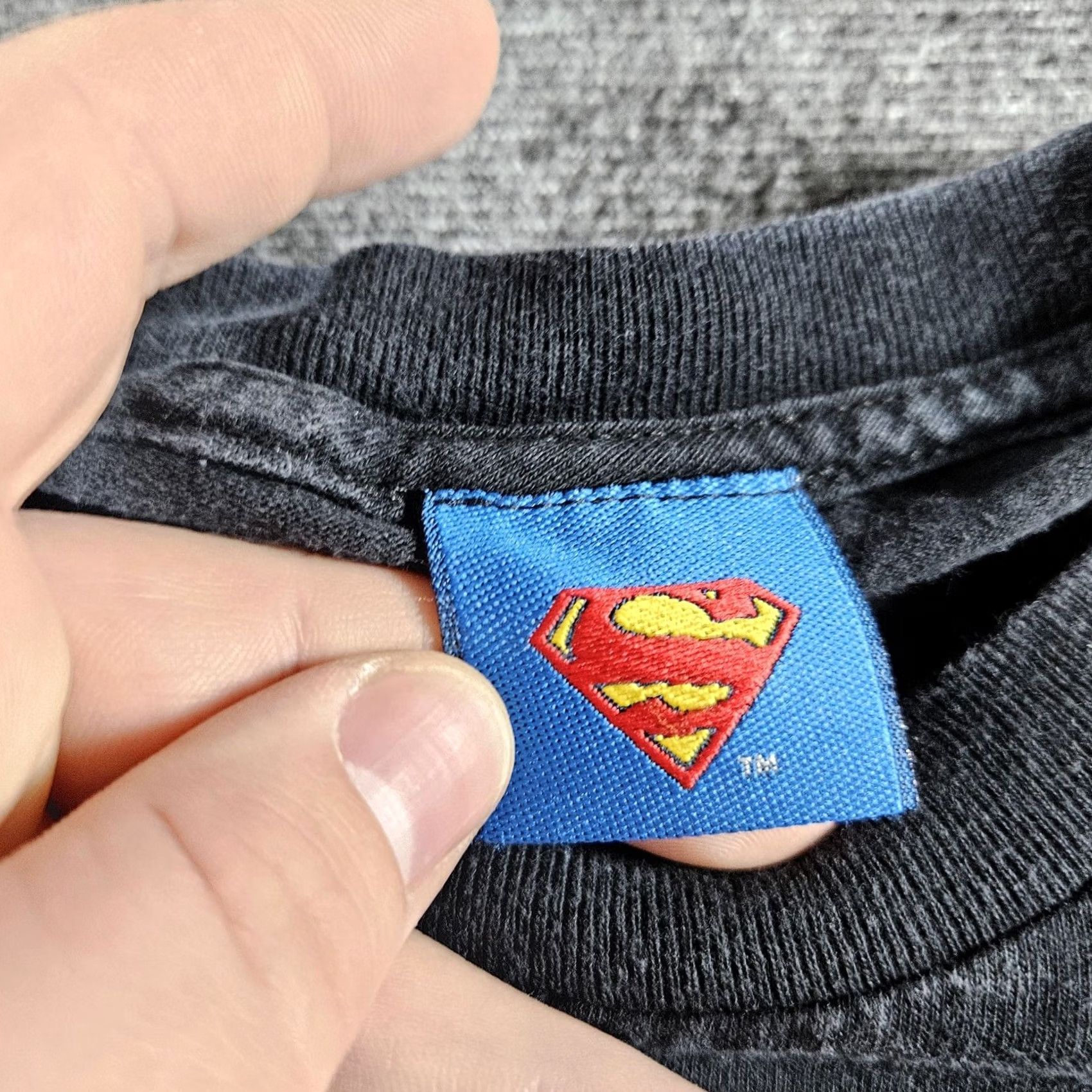 Logo 7 Superman Shirt Mens Large Black Flaming Logo Graphic Tee Superhero Shield Size US L / EU 52-54 / 3 - 4 Thumbnail