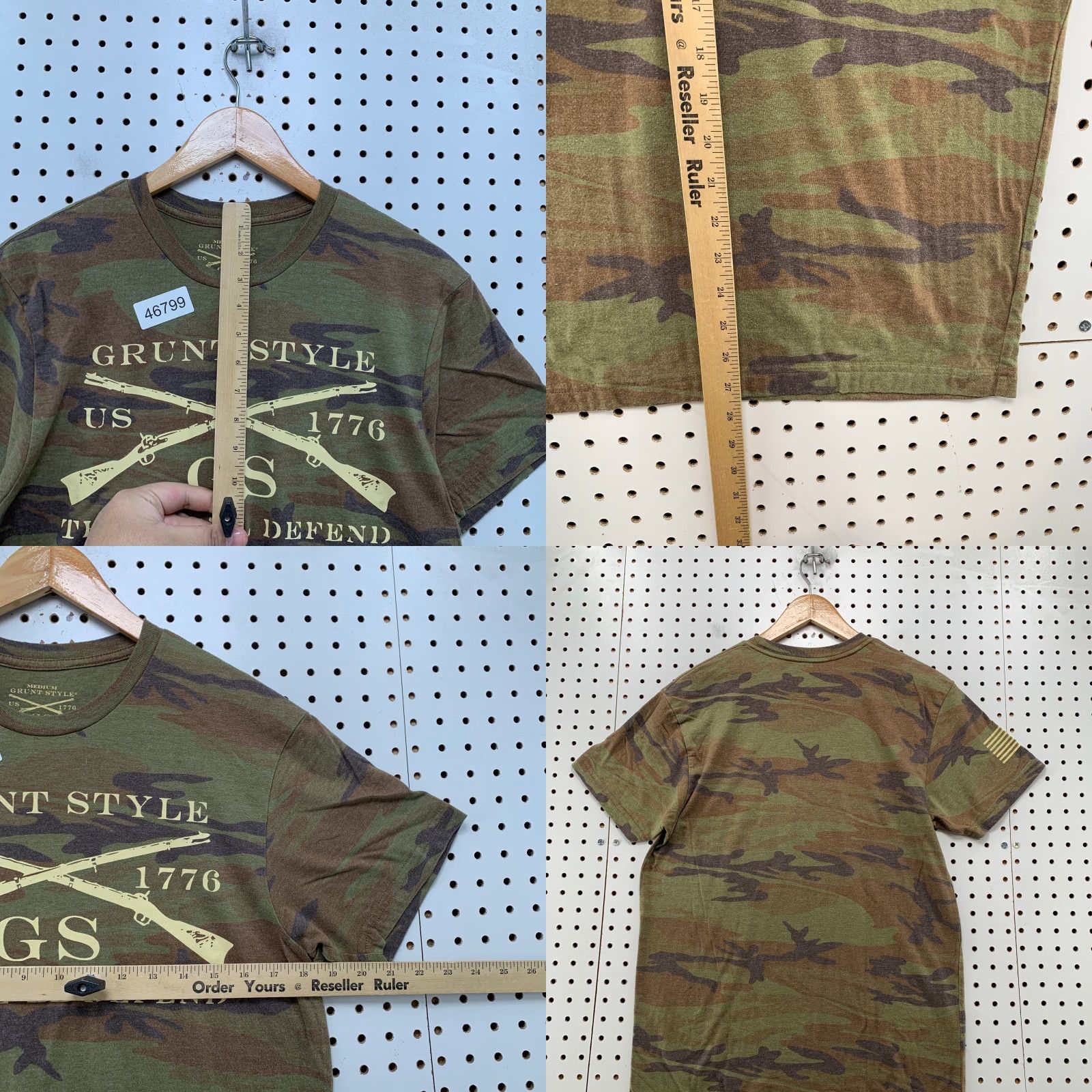 Vintage Grunt Style Camouflage T Shirt Mens M Camouflage Army USA Defend Military Shirt Men Beige T-Shirt Army 90s? Size US M / EU 48-50 / 2 - 8 Thumbnail