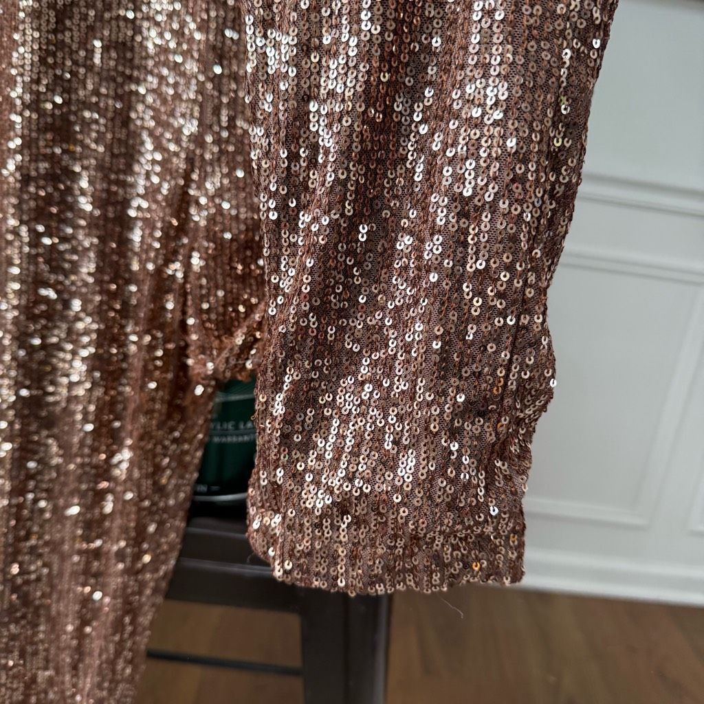Other Fashion Nova Sparkle And Snatched Shoulder Pad Jumpsuit Copp Size 42" / US 20 - 6 Thumbnail