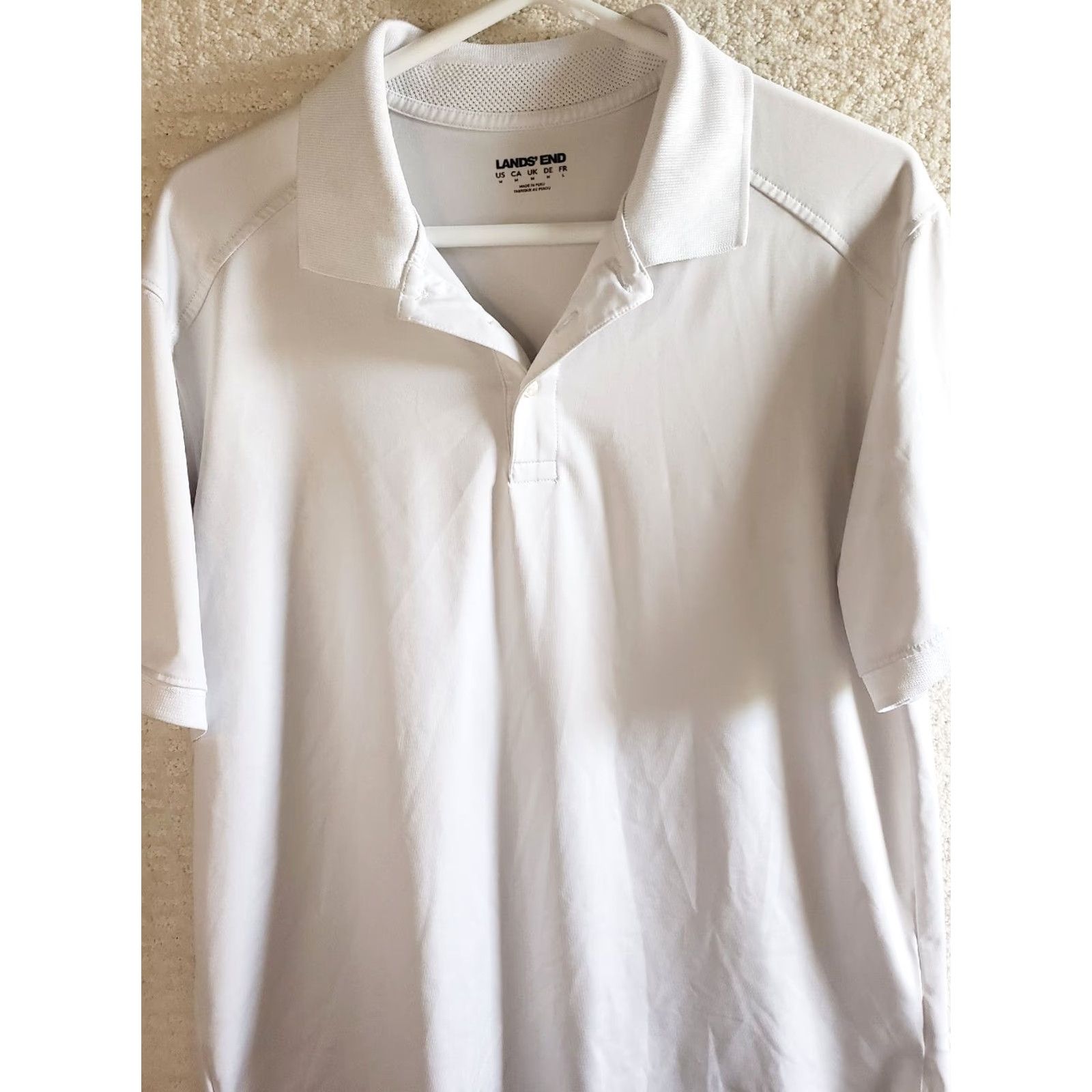 Lands' End Lands' End Men's M White Performance Golf Polo Shirt Size US M / EU 48-50 / 2 - 2 Thumbnail