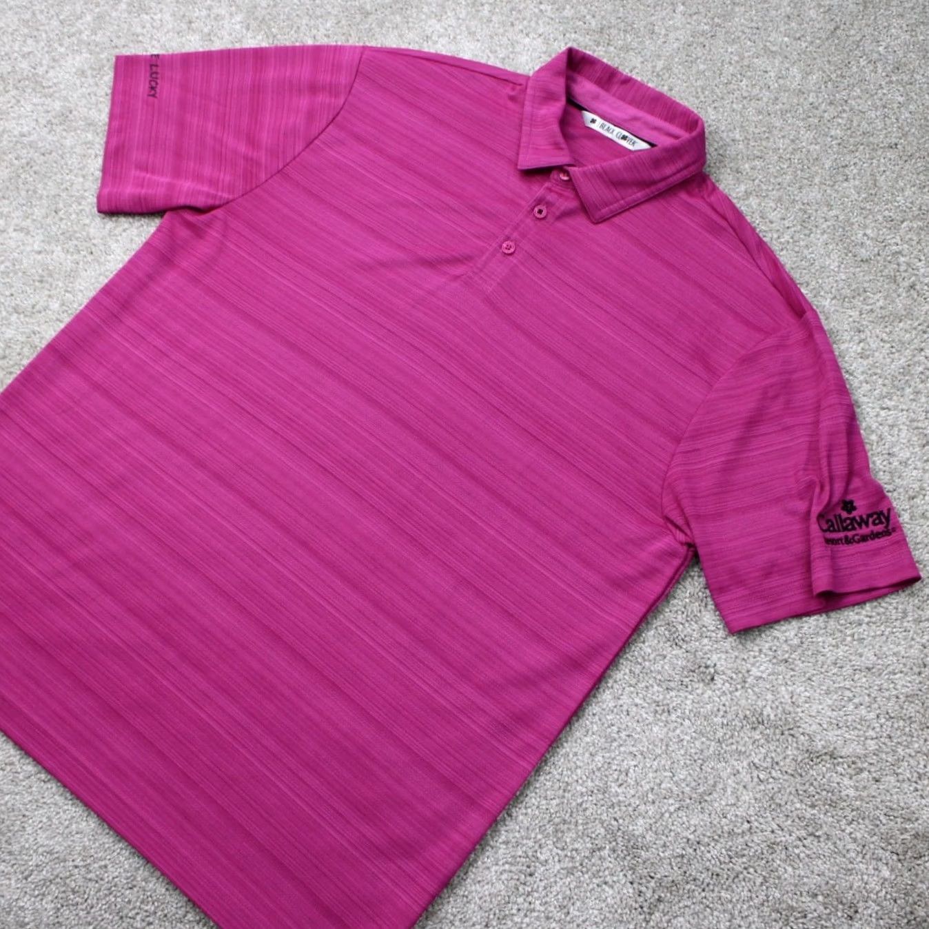 Vintage Black Clover Polo Shirt Mens L Pink Polyester Short Sleeve Sports Logo Geometric - Pullover Shirt Size US L / EU 52-54 / 3 - 3 Thumbnail