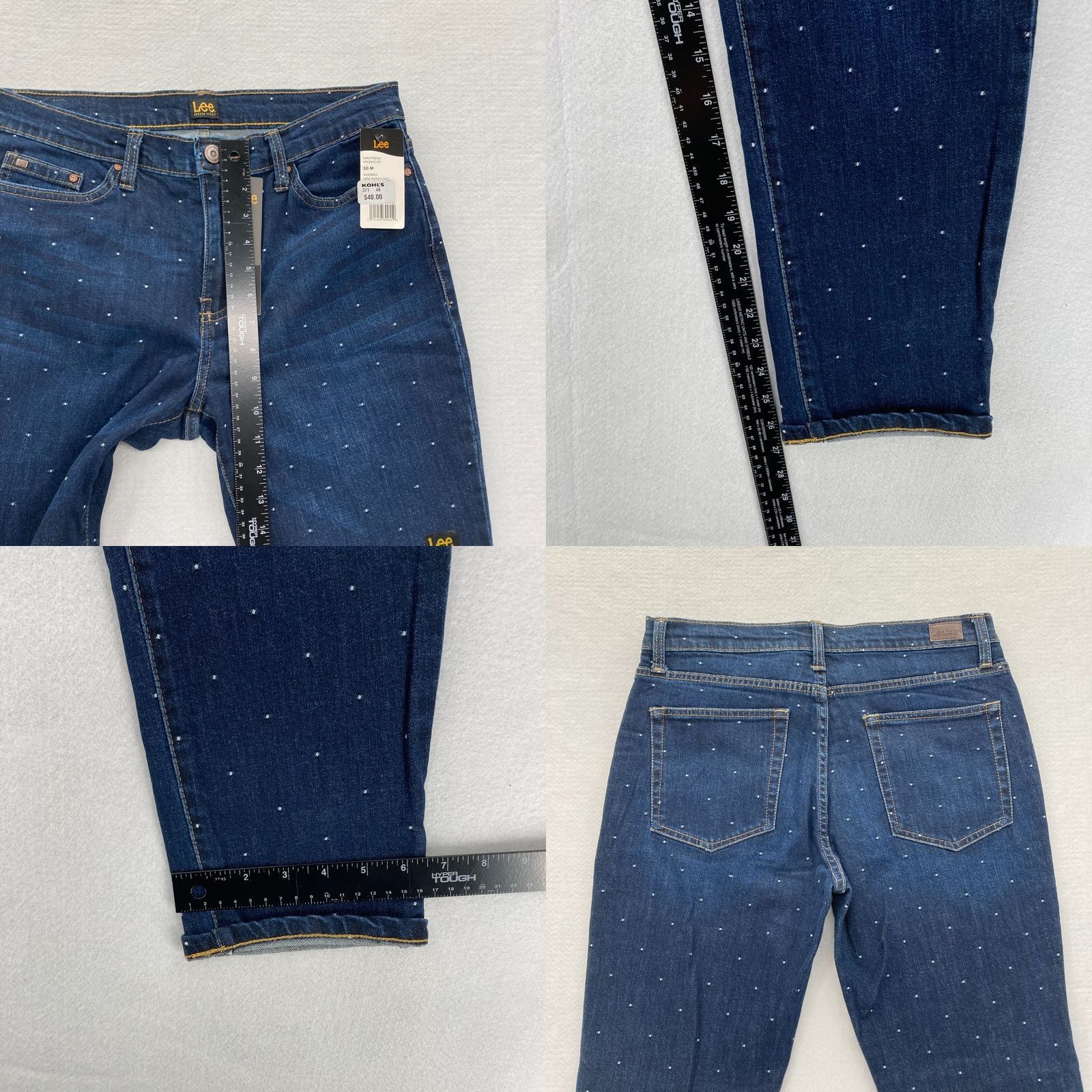 Lee Lee Modern Series Jeans Women's 10 Girlfriend Dark Wash Blue Stretch Denim Pants Size 32" / US 10 / IT 46 - 8 Thumbnail