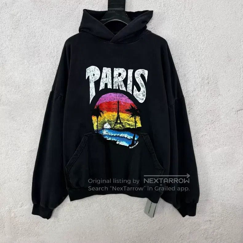 Balenciaga Balenciaga Island Palm Tree Pattern Back Logo Printed Hood Size US M / EU 48-50 / 2 - 1 Thumbnail