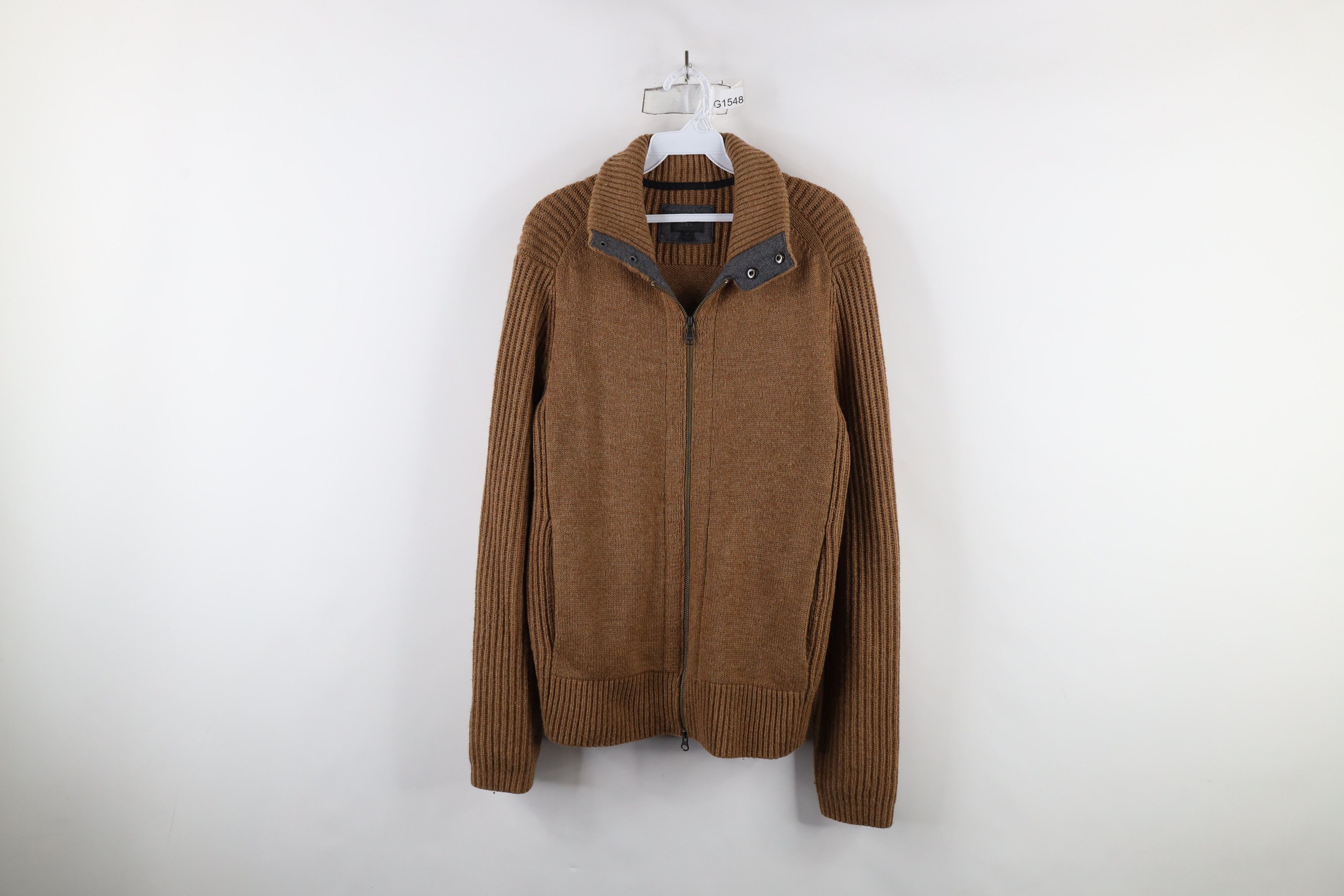 Banana Republic × Vintage Banana Republic Camel Chunky Ribbed Knit Full Zip Sweater Size US M / EU 48-50 / 2 - 1 Thumbnail