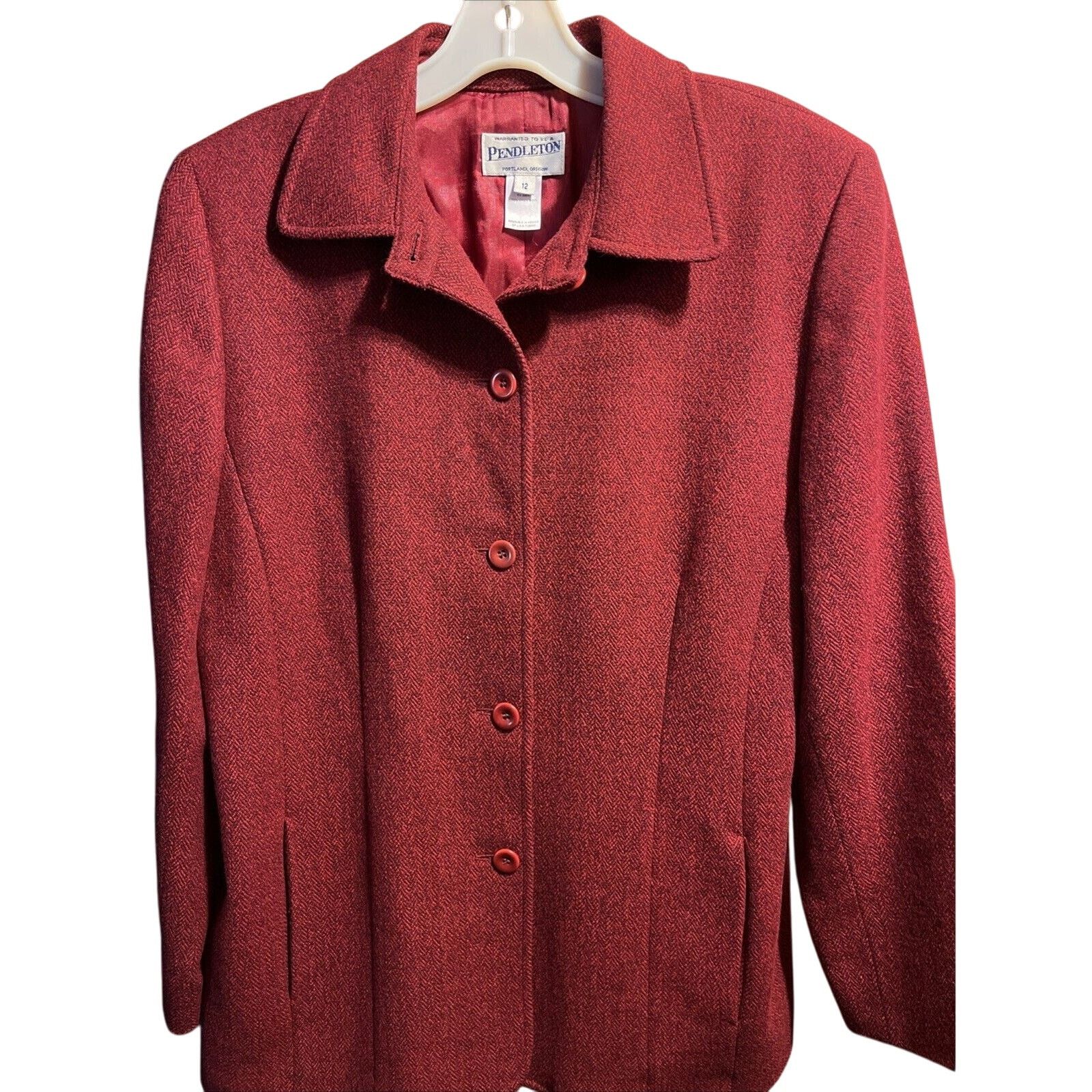 Pendleton Pendleton Women’s Size 12 Red Wool Long Sleeve 5 Button Coat Size XL / US 12-14 / IT 48-50 - 1 Thumbnail